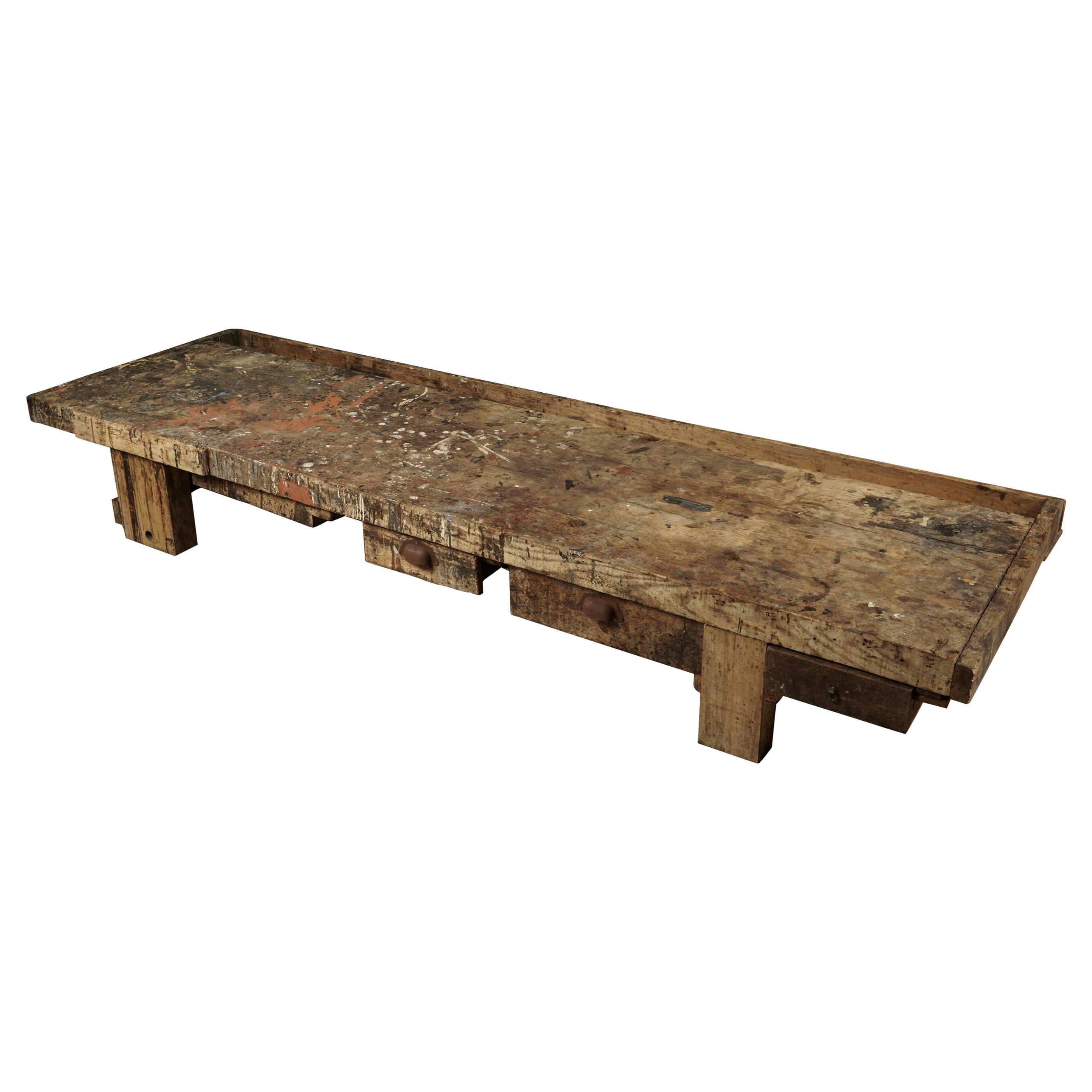 Large Primitive Coffee Table from France, circa 1950