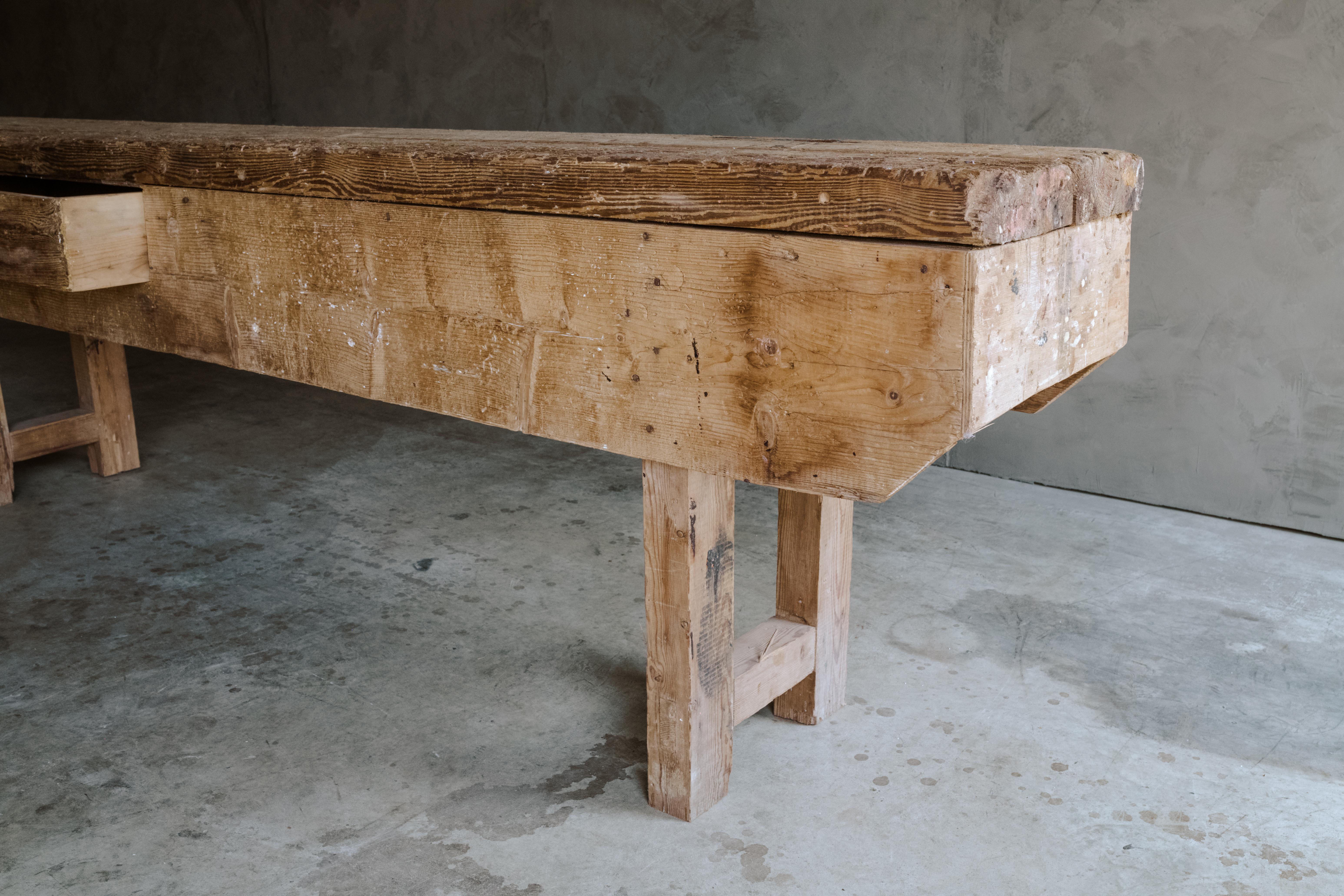 Pine Large Console Table from France, Circa 1940