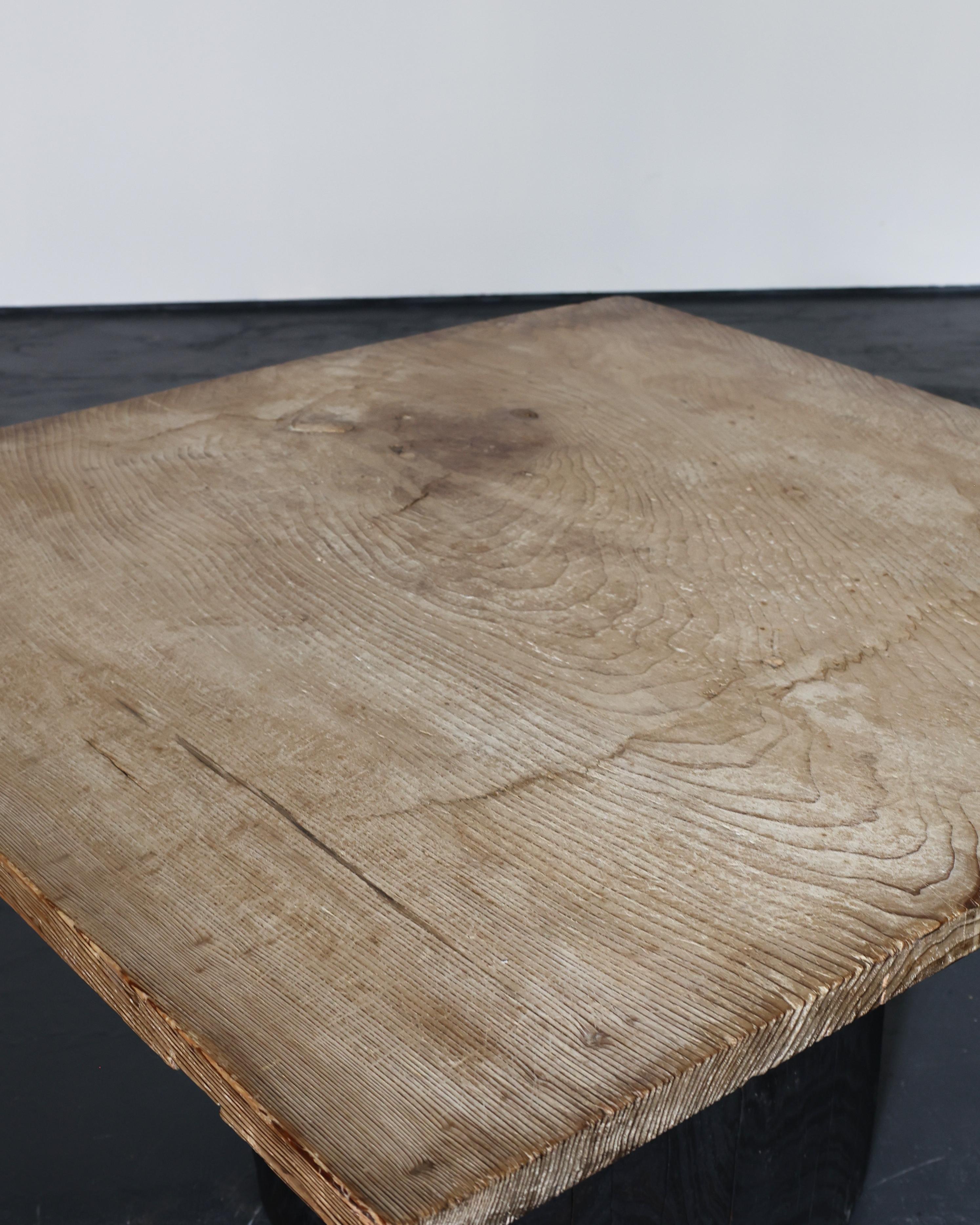 Late 19th Century Large Primitive Dug-Out Cedar Japanese Coffee/Sofa Table Wabi Sabi (1) For Sale