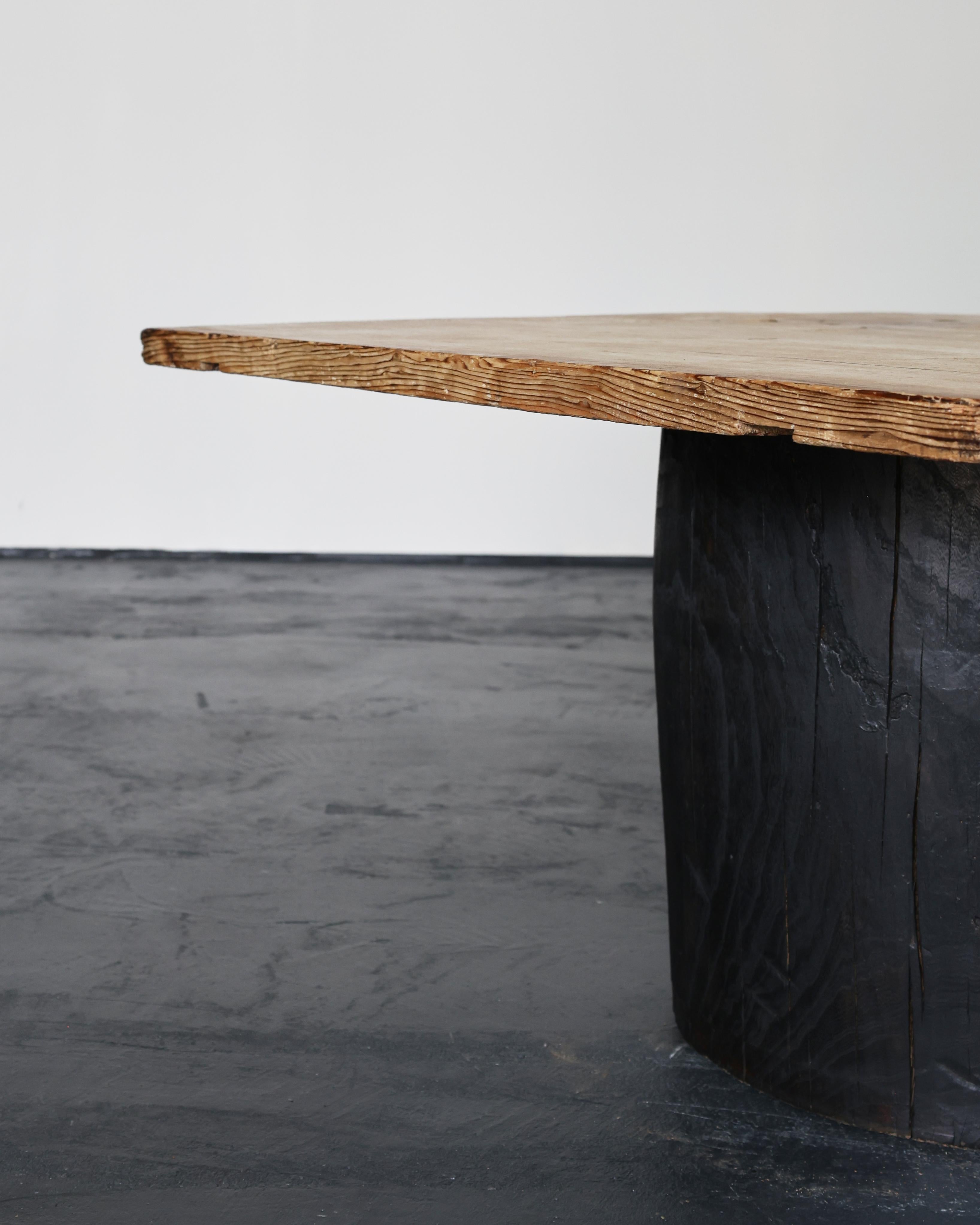 Large Primitive Dug-Out Cedar Japanese Coffee/Sofa Table Wabi Sabi (1) For Sale 2