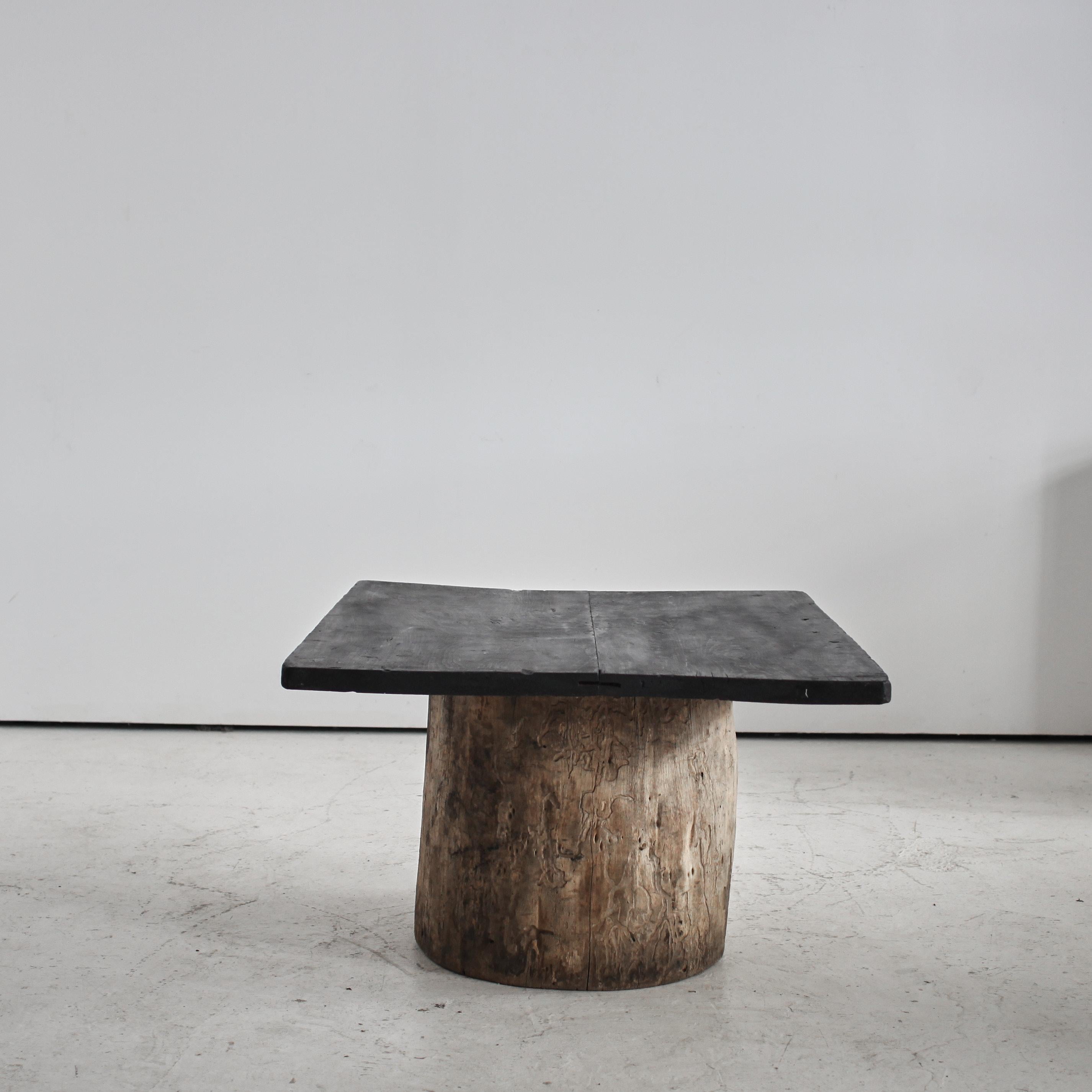 A unique, large dug-out Japanese coffee table.

Heavily patinated charred cedar two piece top on heavily patinated dug-out cedar base.

Made using 19th C. Japanese elements in our London workshop.
