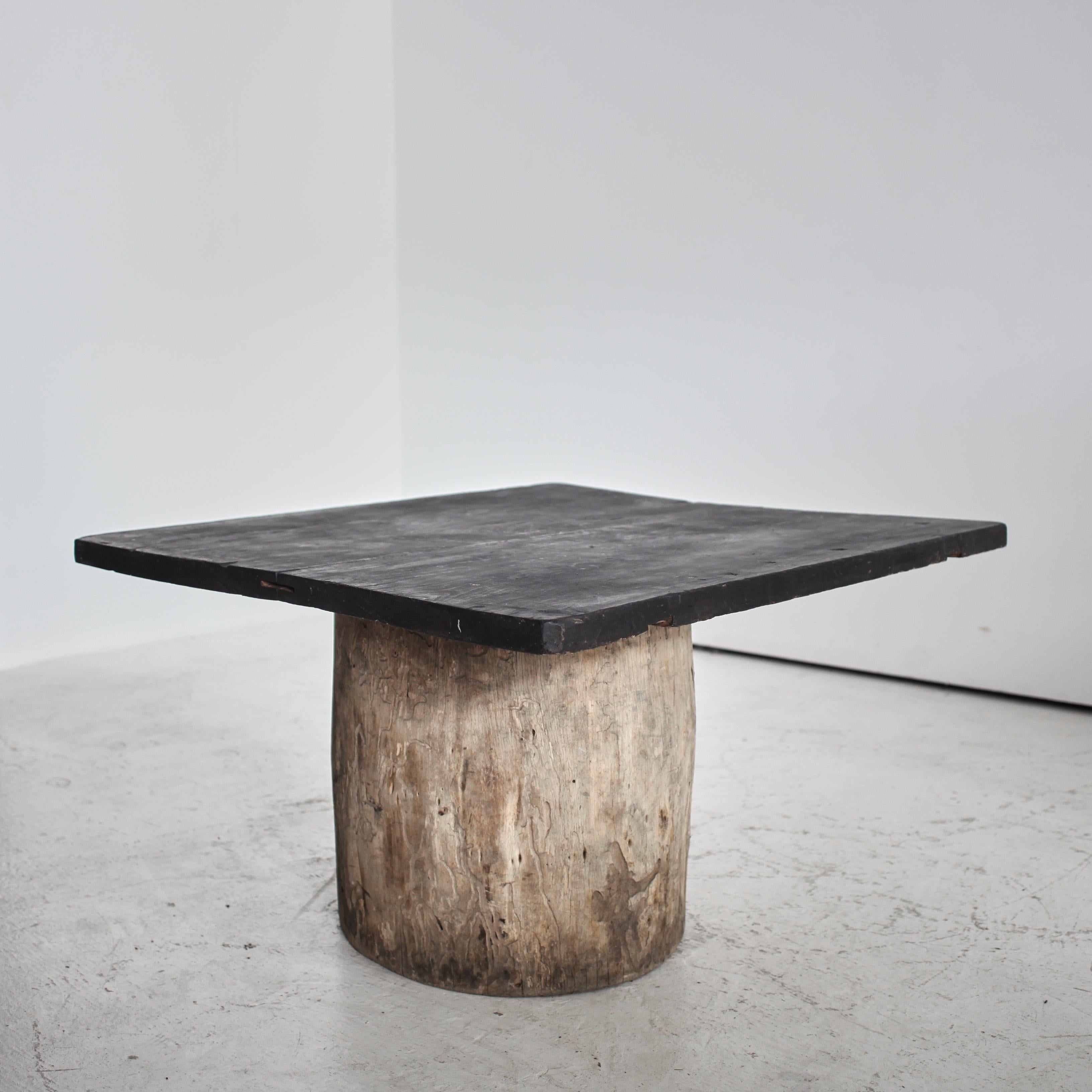 19th Century Large Primitive Dug-Out Cedar Japanese Coffee/Sofa Table Wabi Sabi For Sale