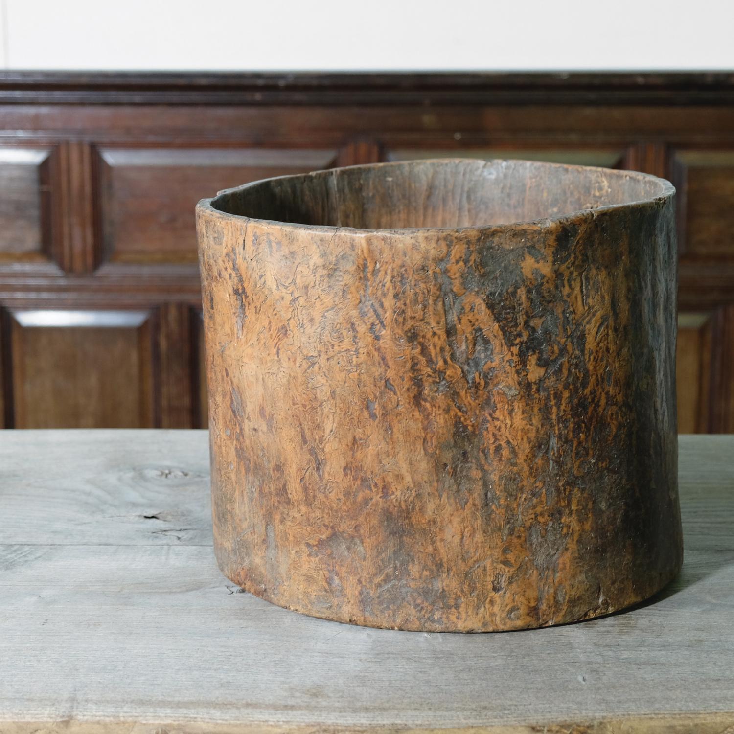 Hand-Carved Large Primitive Dug Out Vessel, Rustic French Pyrenees, 19th Century
