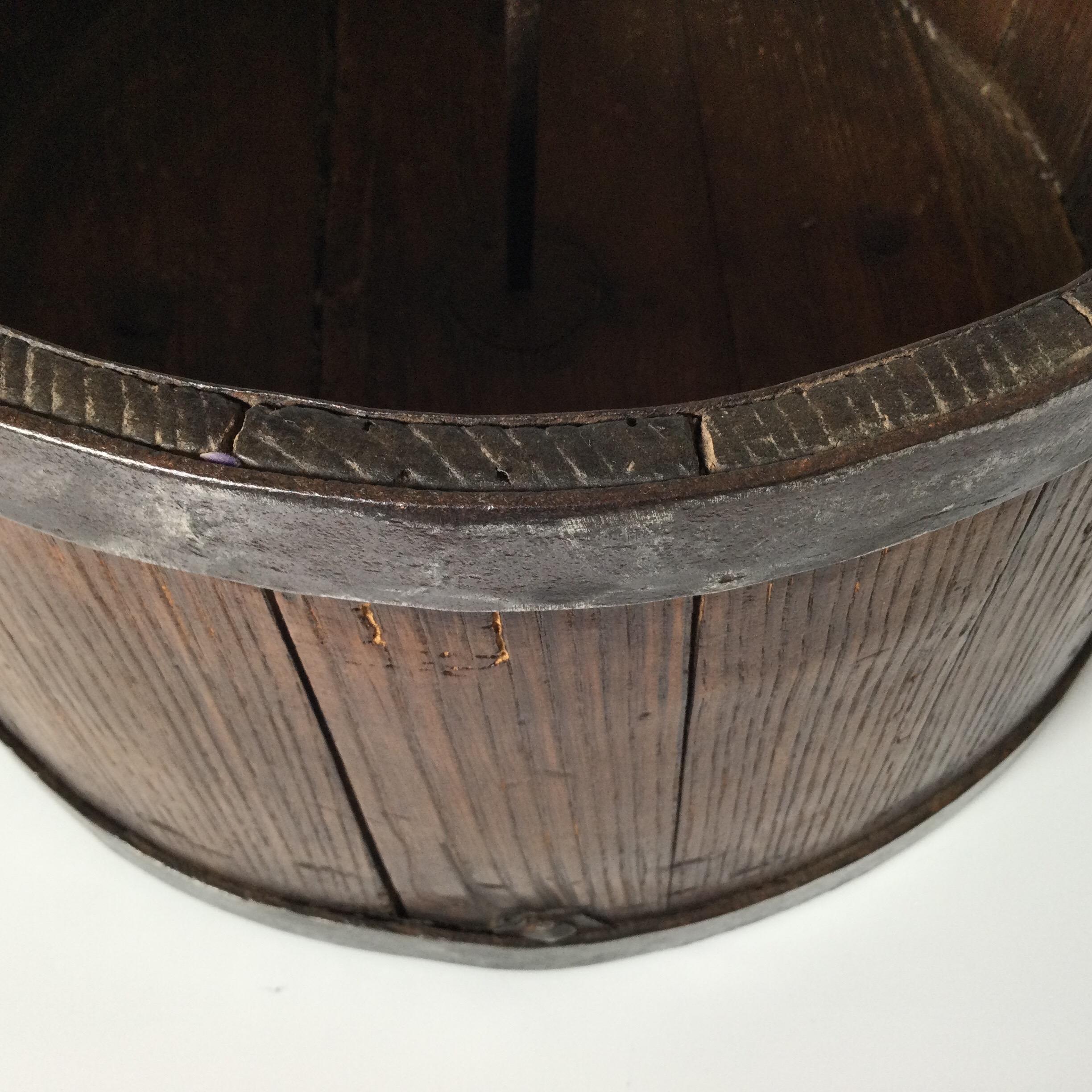 Large Rustic French Wood Grain Measurer Bucket, Pot 4