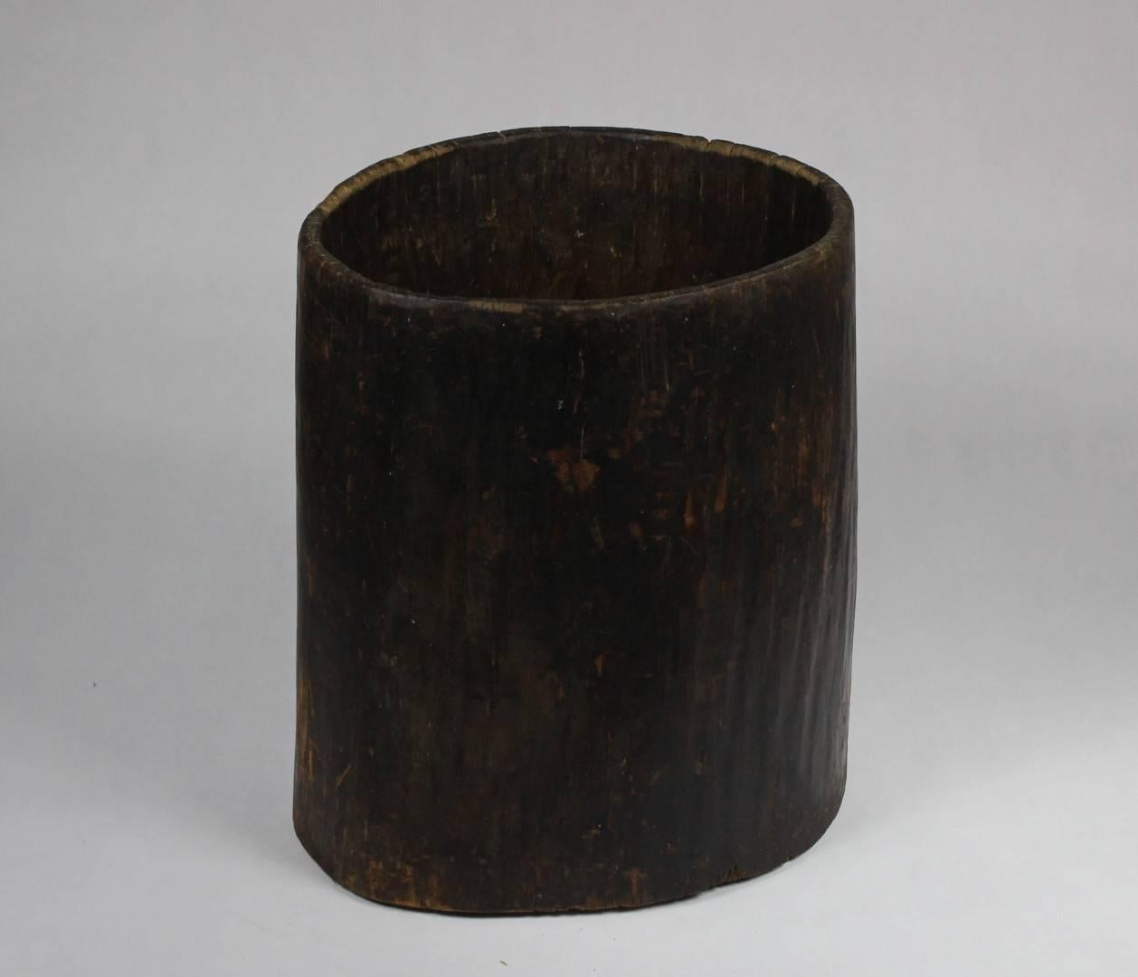 Large grain storage vessel, hand-hollowed from a single trunk, Linden wood. The vessel was made in the 19th century in Romania.
  