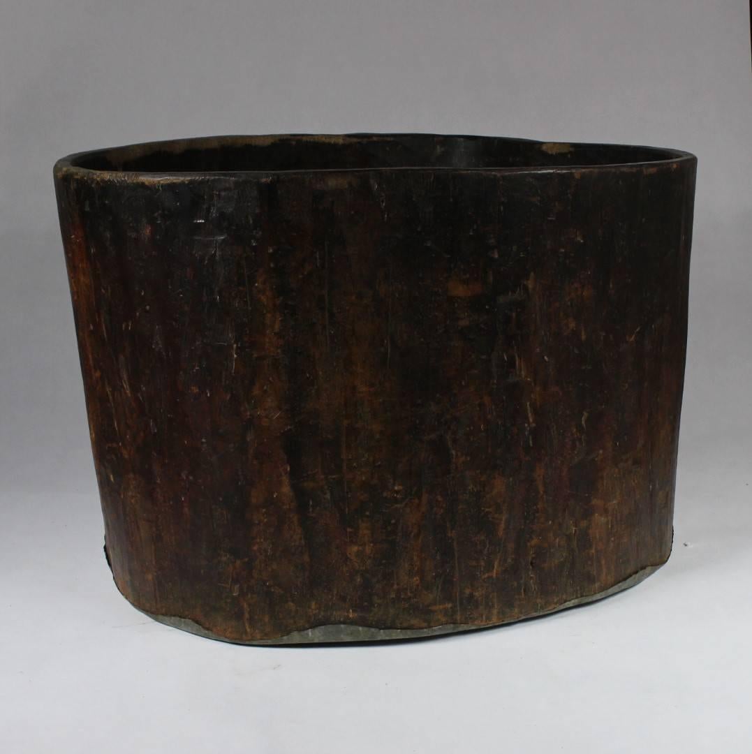 Large Primitive Hand-Hollowed Wood Storage Vessel, 19th Century In Good Condition For Sale In Cimelice, Czech republic