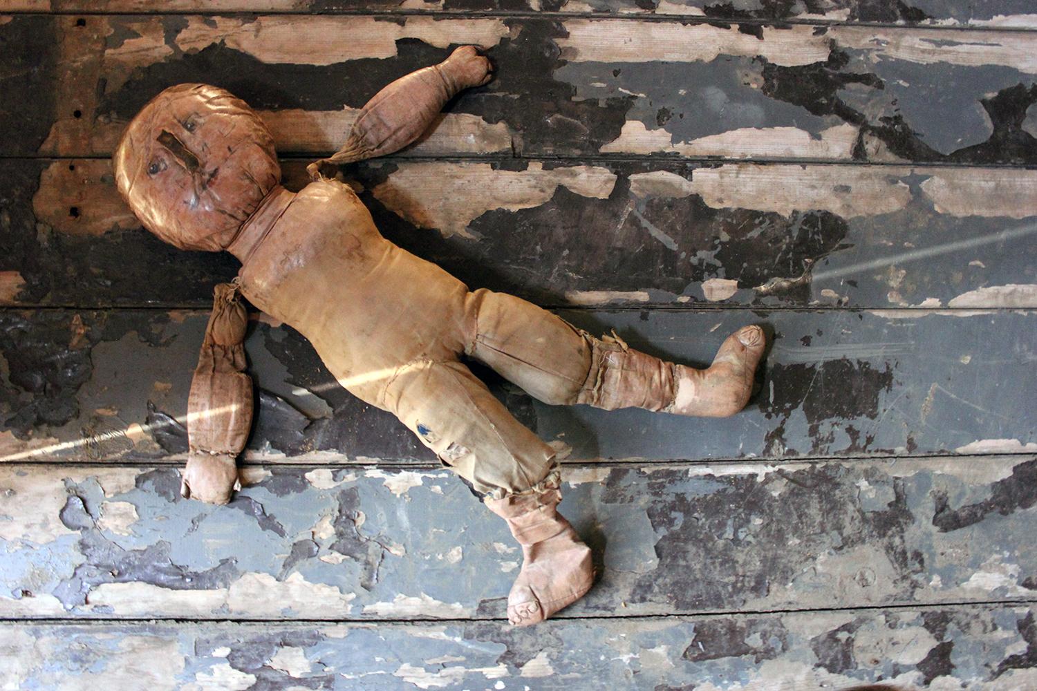 Large Primitive Oil-Cloth Hand-Stitched Doll, circa 1900 6