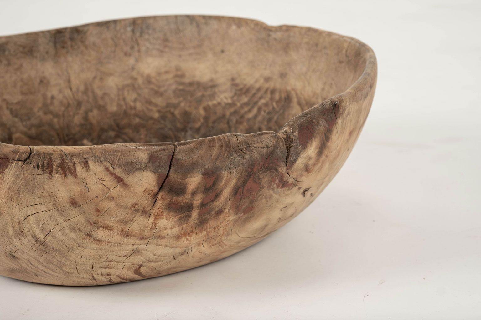 Swedish Large Primitive Oval-Shaped Dug Out Bowl from Sweden For Sale