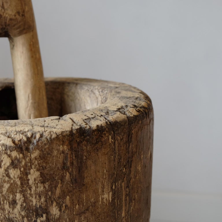 Large Primitive Pestle and Mortar, Oversized, Rustic, Early 20th