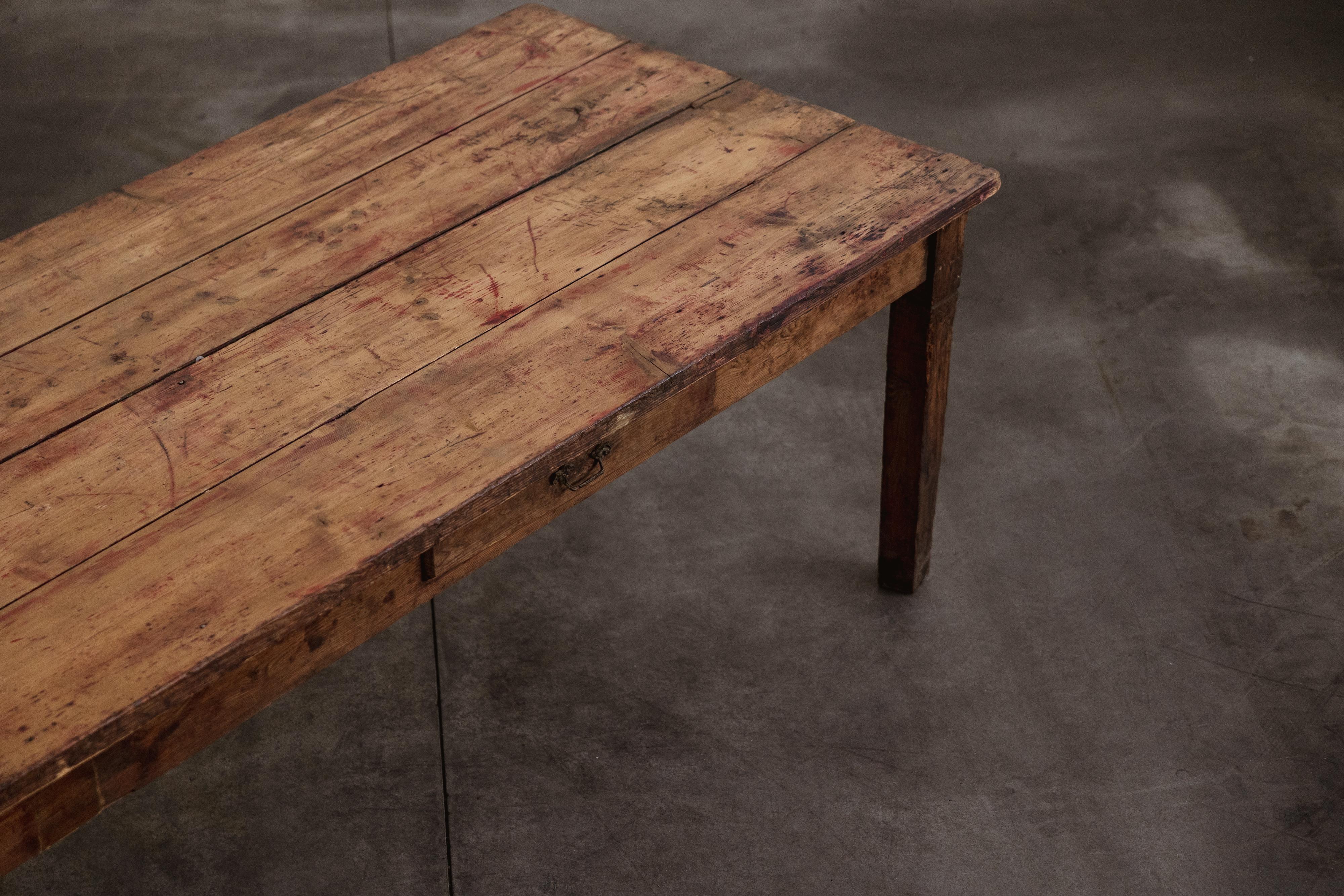 Grande table à manger rustique primitive, bois, France, 1920 en vente 2