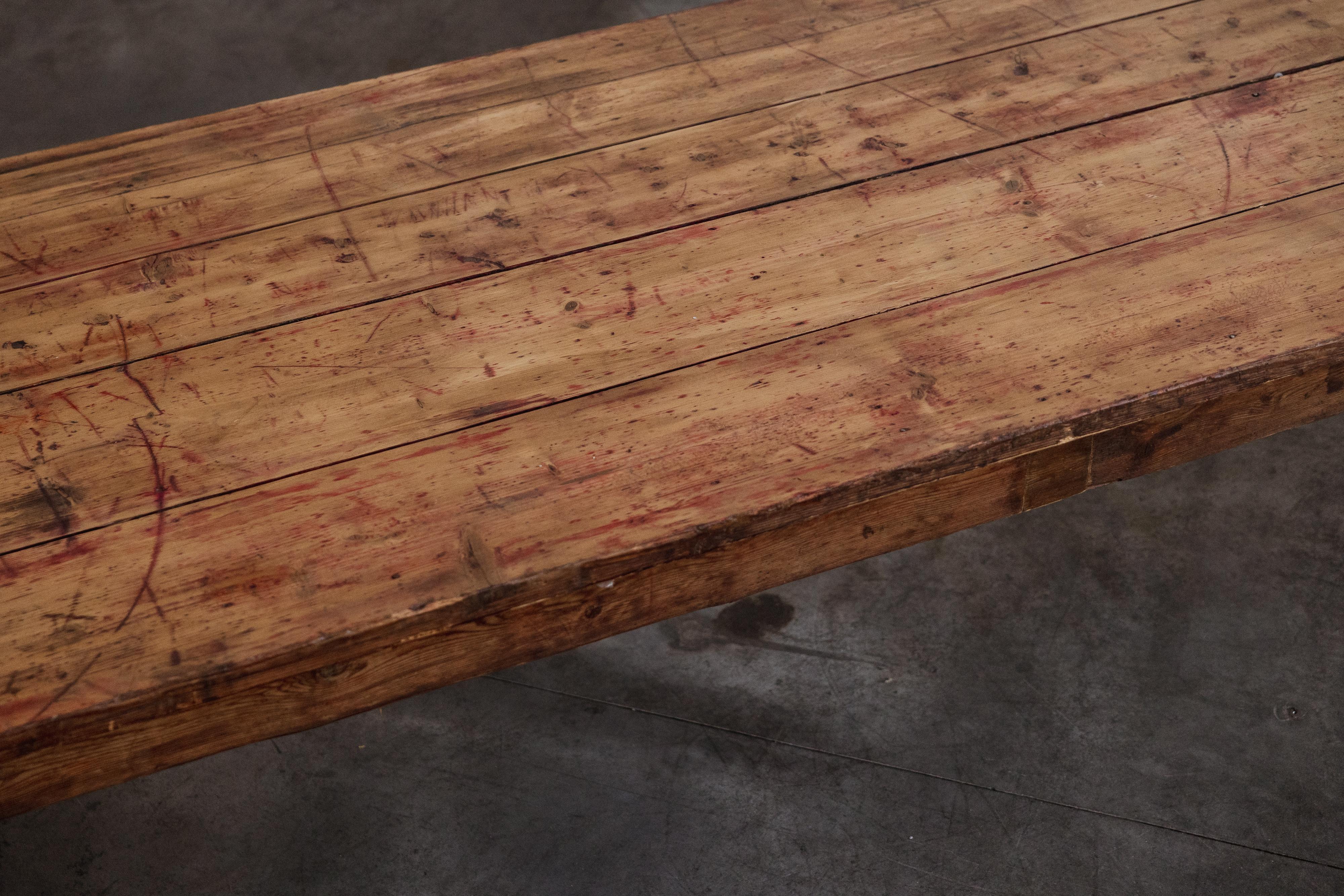 Grande table à manger rustique primitive, bois, France, 1920 en vente 4