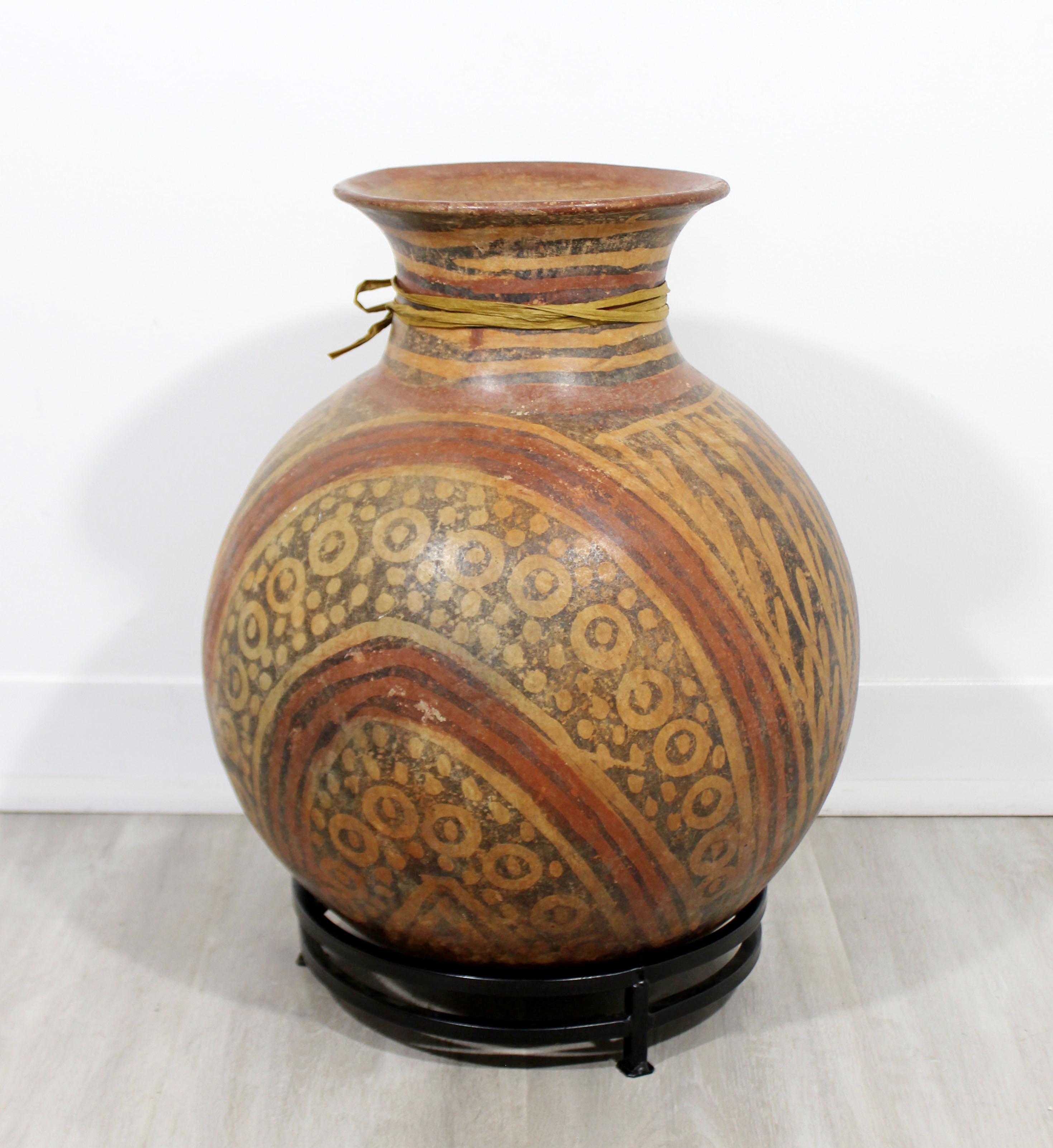 20th Century Large Primitive Terracotta Poly-Chrome Ceramic Vessel Vase Floor Sculpture
