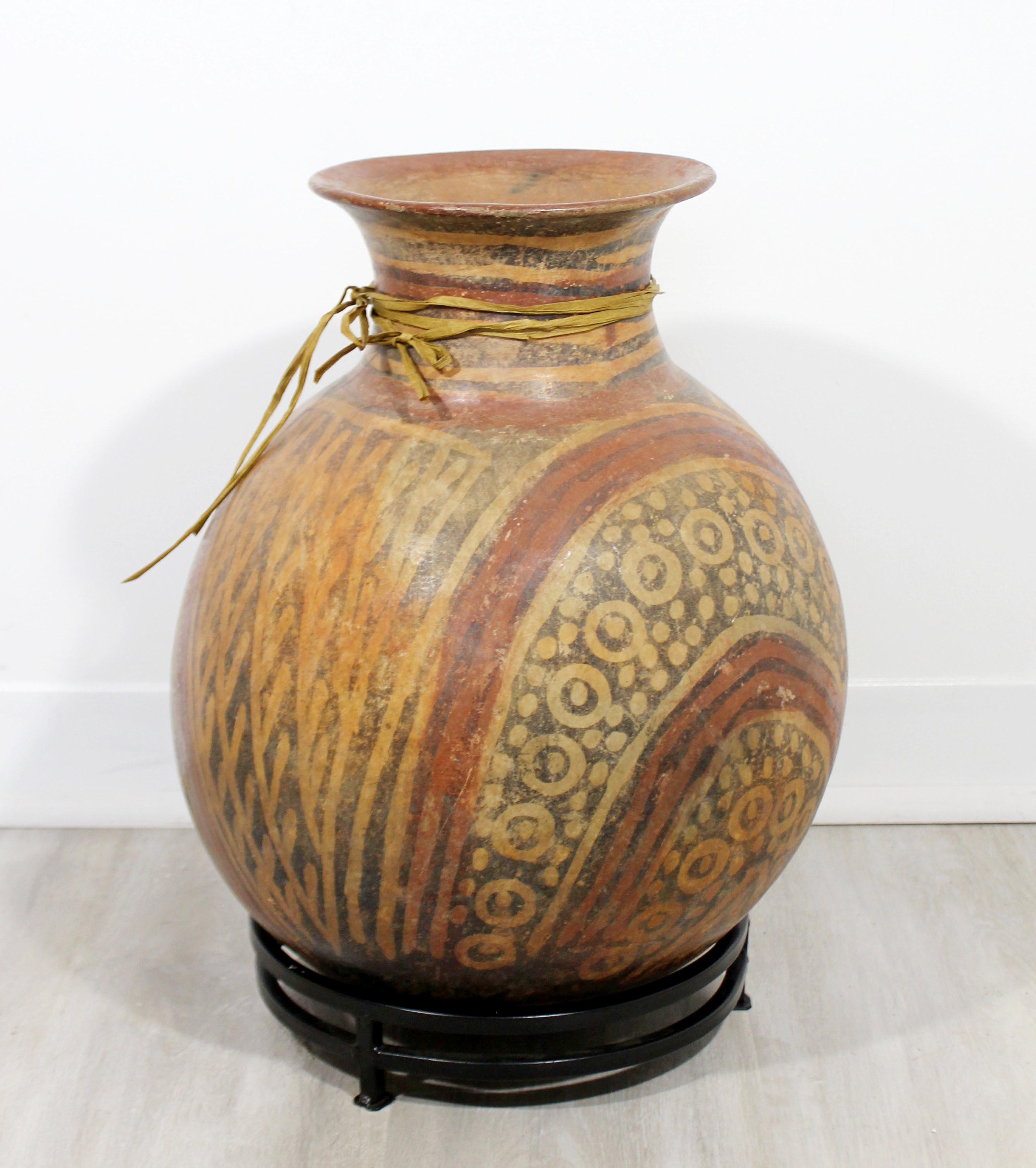Large Primitive Terracotta Poly-Chrome Ceramic Vessel Vase Floor Sculpture 1