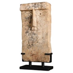 Large Primitivist Sandstone Sculpture – “Muette” Stele, Ancient Yemeni Style