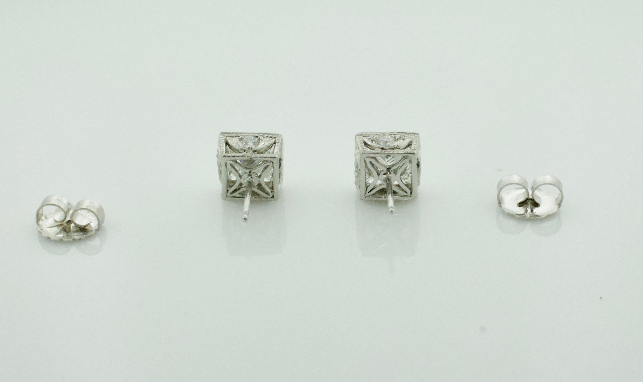 Large Princess Cut Diamond Stud Earrings in Platinum 5.10 Carat H-I SI1 GIA In Excellent Condition In Wailea, HI