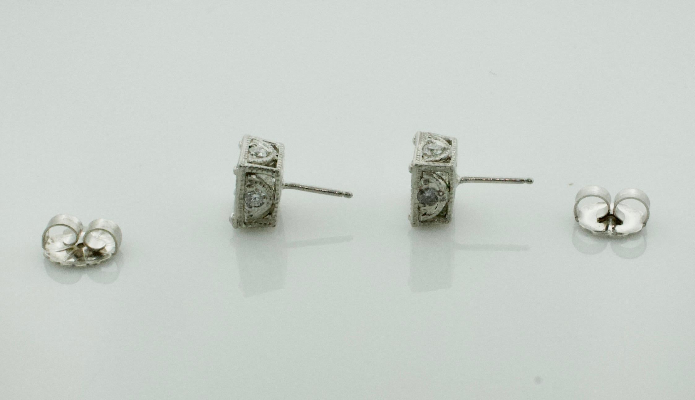 Women's or Men's Large Princess Cut Diamond Stud Earrings in Platinum 5.10 Carat H-I SI1 GIA
