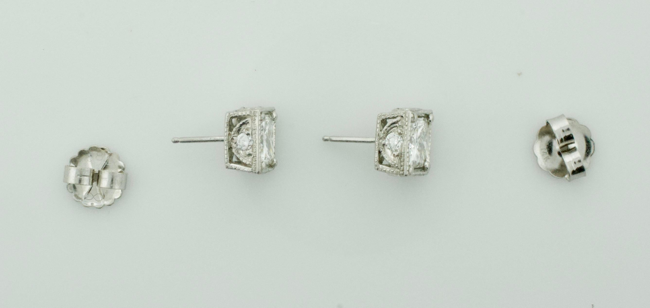 Large Princess Cut Diamond Stud Earrings in Platinum 5.10 Carat H-I SI1 GIA 2