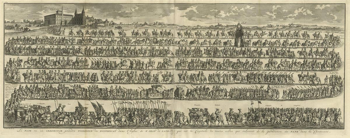 Large Print of the Procession for the Papal Inauguration in Rome, Italy, c.1730