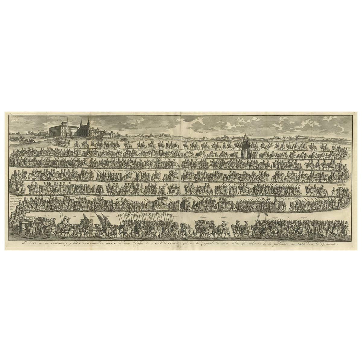 Large Print of the Procession for the Papal Inauguration in Rome, Italy, c.1730