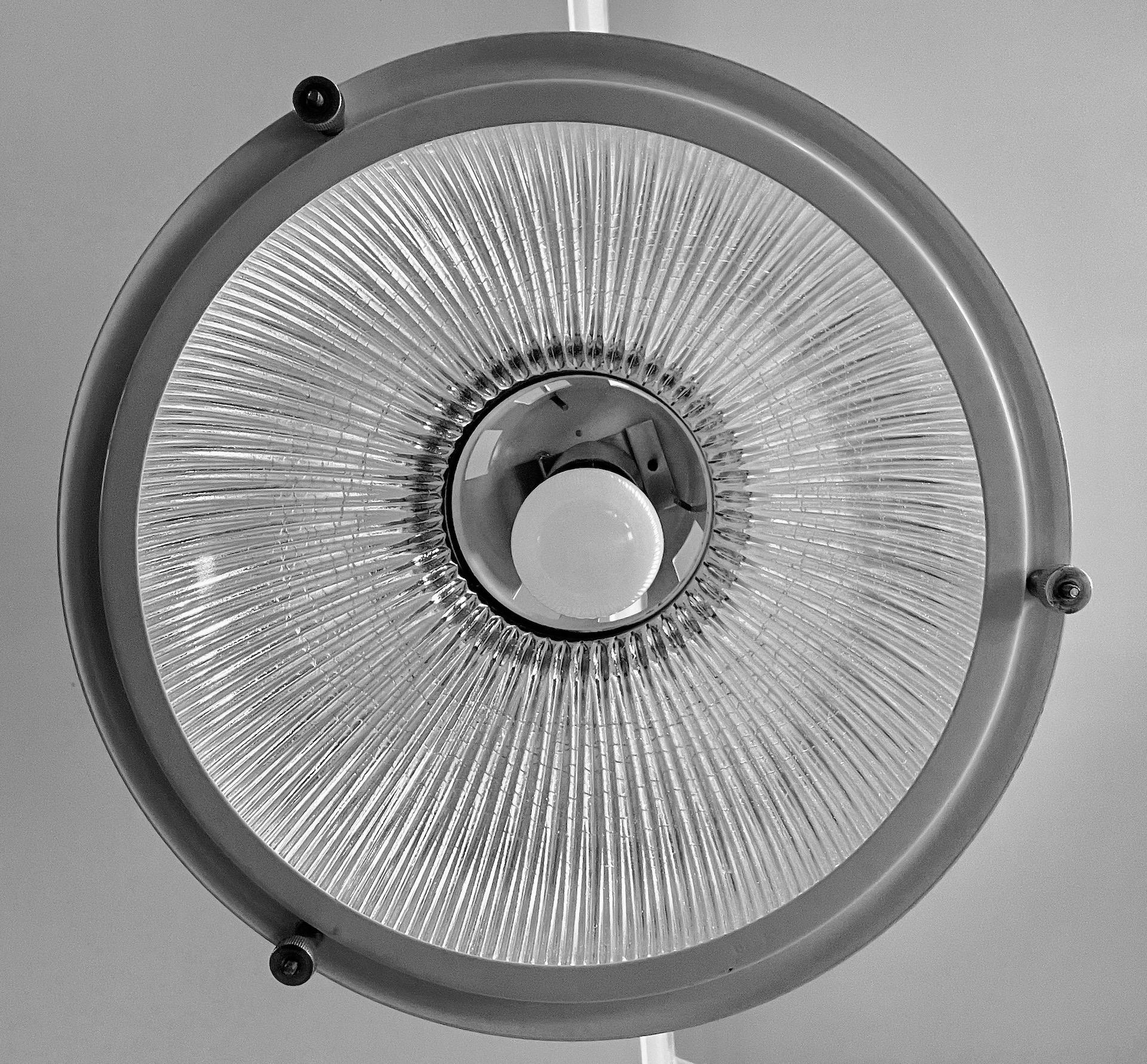 Late 20th Century Prismatic Ceiling Light Made By Holophane White Enameled Metal 10 in Stock For Sale