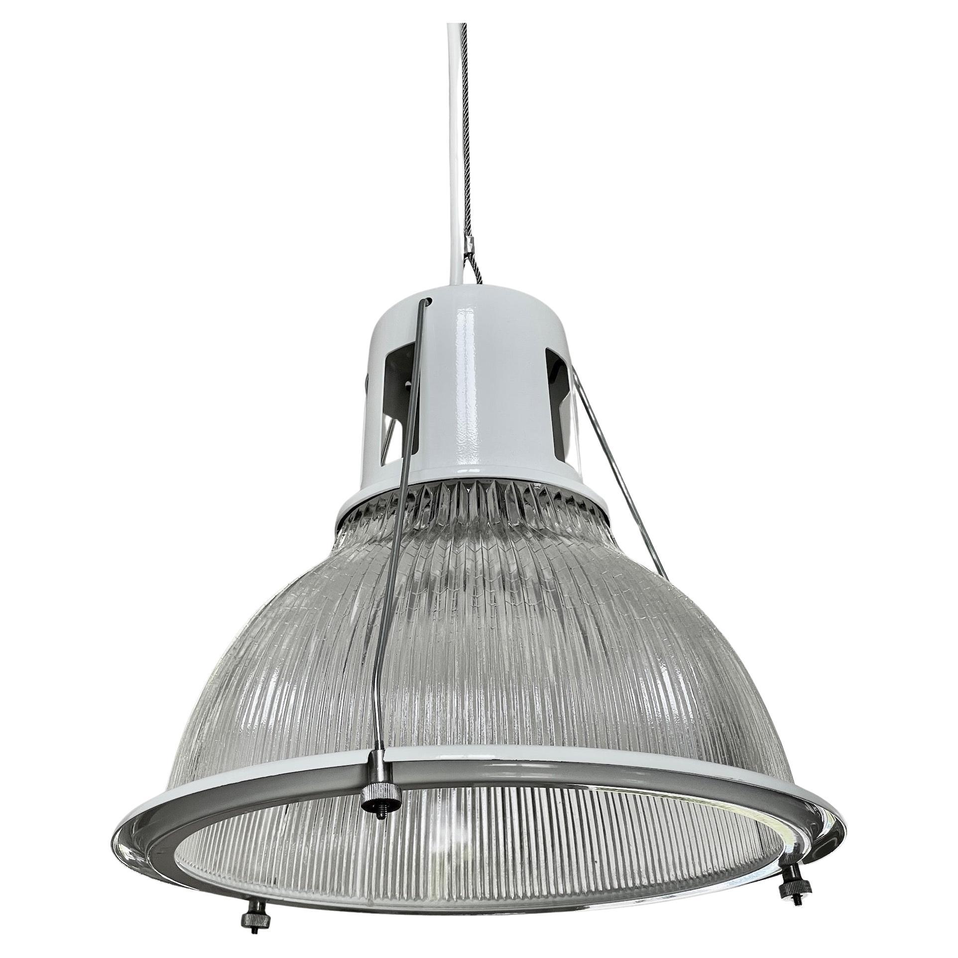 Prismatic Ceiling Light Made By Holophane White Enameled Metal 10 in Stock For Sale