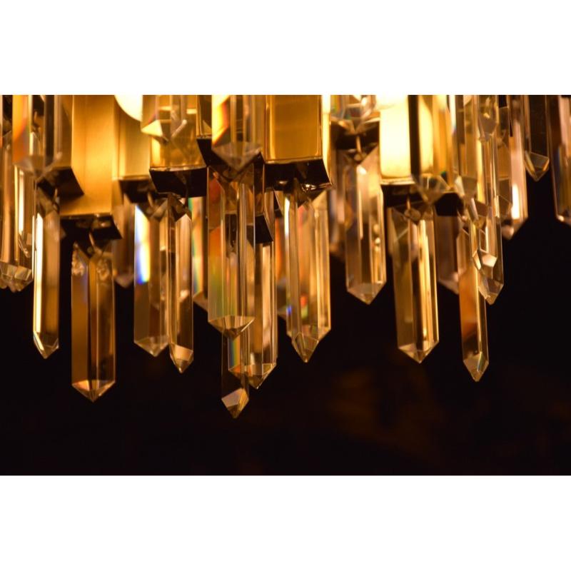Large Prismatic Crystal Chandelier in Golden Brass from Bd Lumica, 1970s For Sale 10