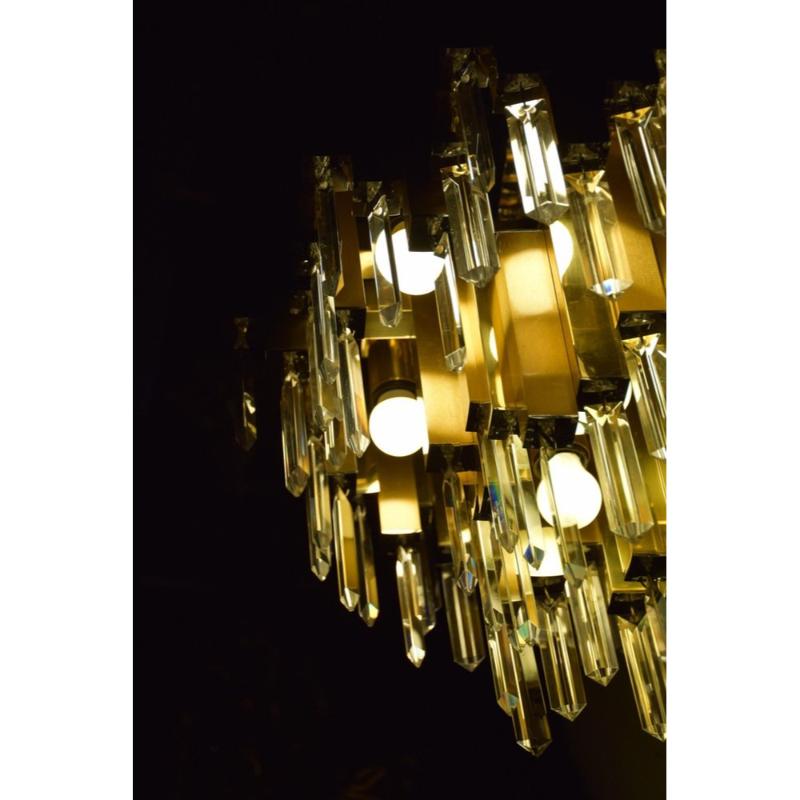 Large Prismatic Crystal Chandelier in Golden Brass from Bd Lumica, 1970s For Sale 11