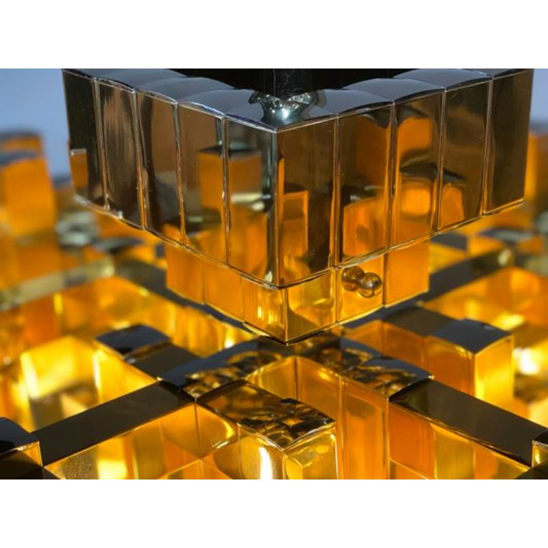 Large Prismatic Crystal Chandelier in Golden Brass from Bd Lumica, 1970s

Vintage Design
Large chandelier with Pampilles Cristaux Modernist Prismatic Spirit in golden brass brass by BD Lumica around 1970, a rare model in diameter 60cm, perfect