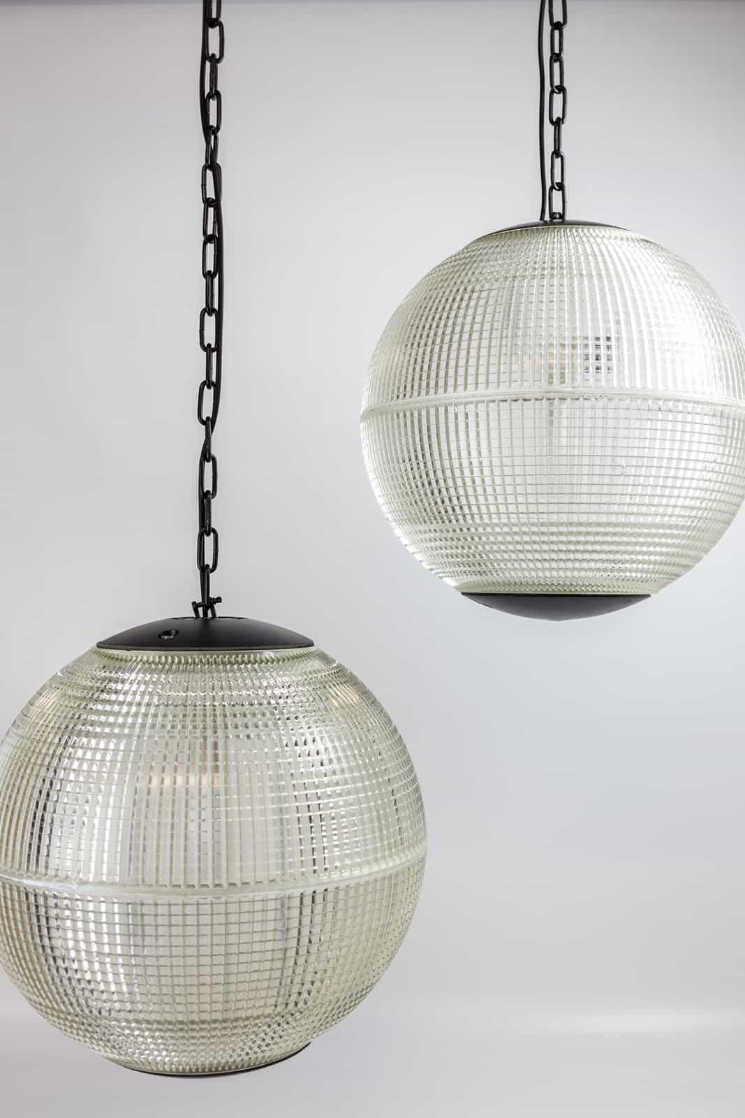 RESTOCK - 50cm Prismatic Glass Holophane Globe Parisian Street Lamp, C.1960 For Sale 5