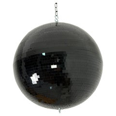 Large Professional Black Disco Ball Mirror Mosaic with Rotor, Diameter 40 cm