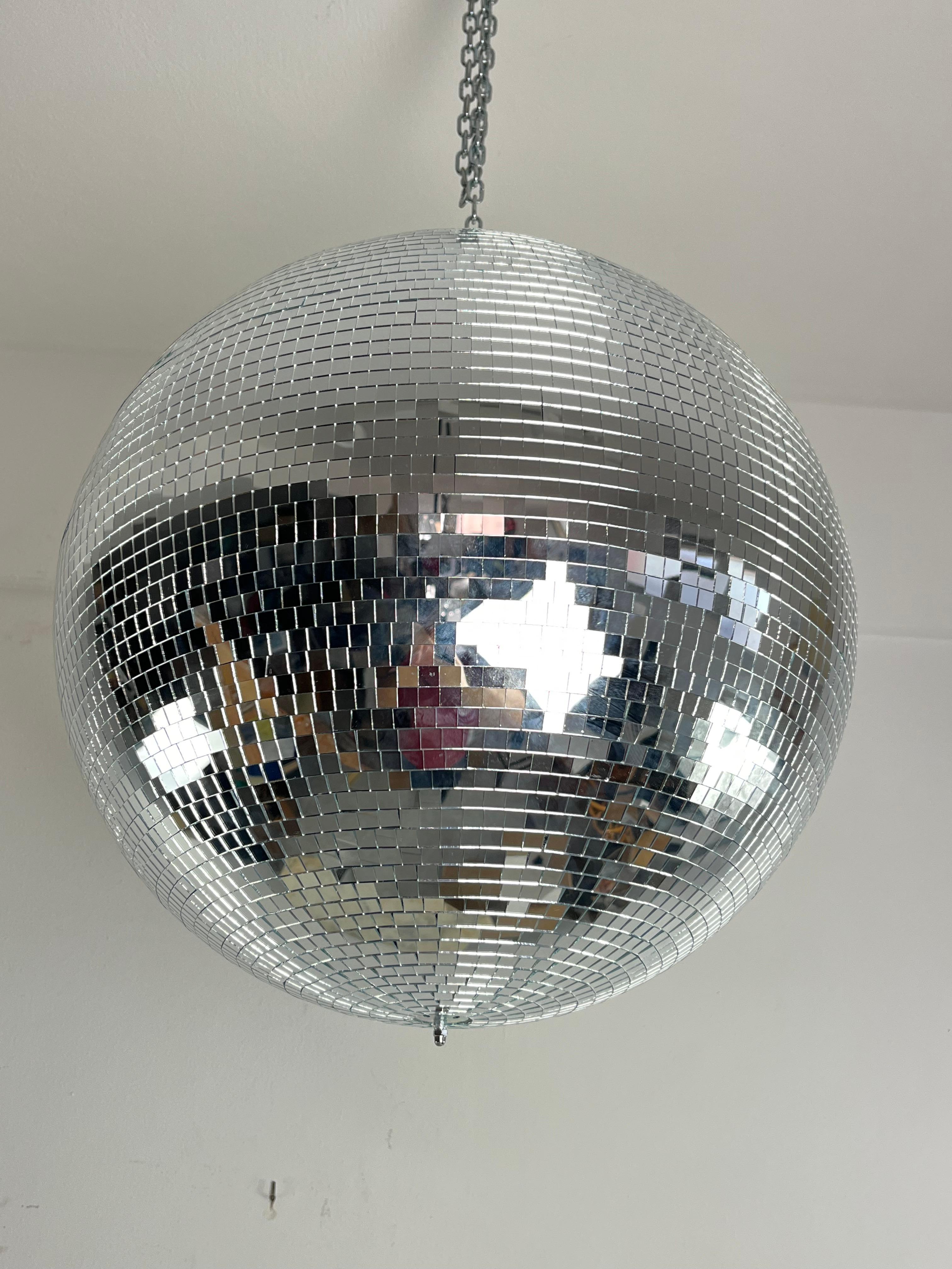 Italian Large Professional Disco Ball Mirror Mosaic with Rotor, 1980s, Diameter 50 cm For Sale