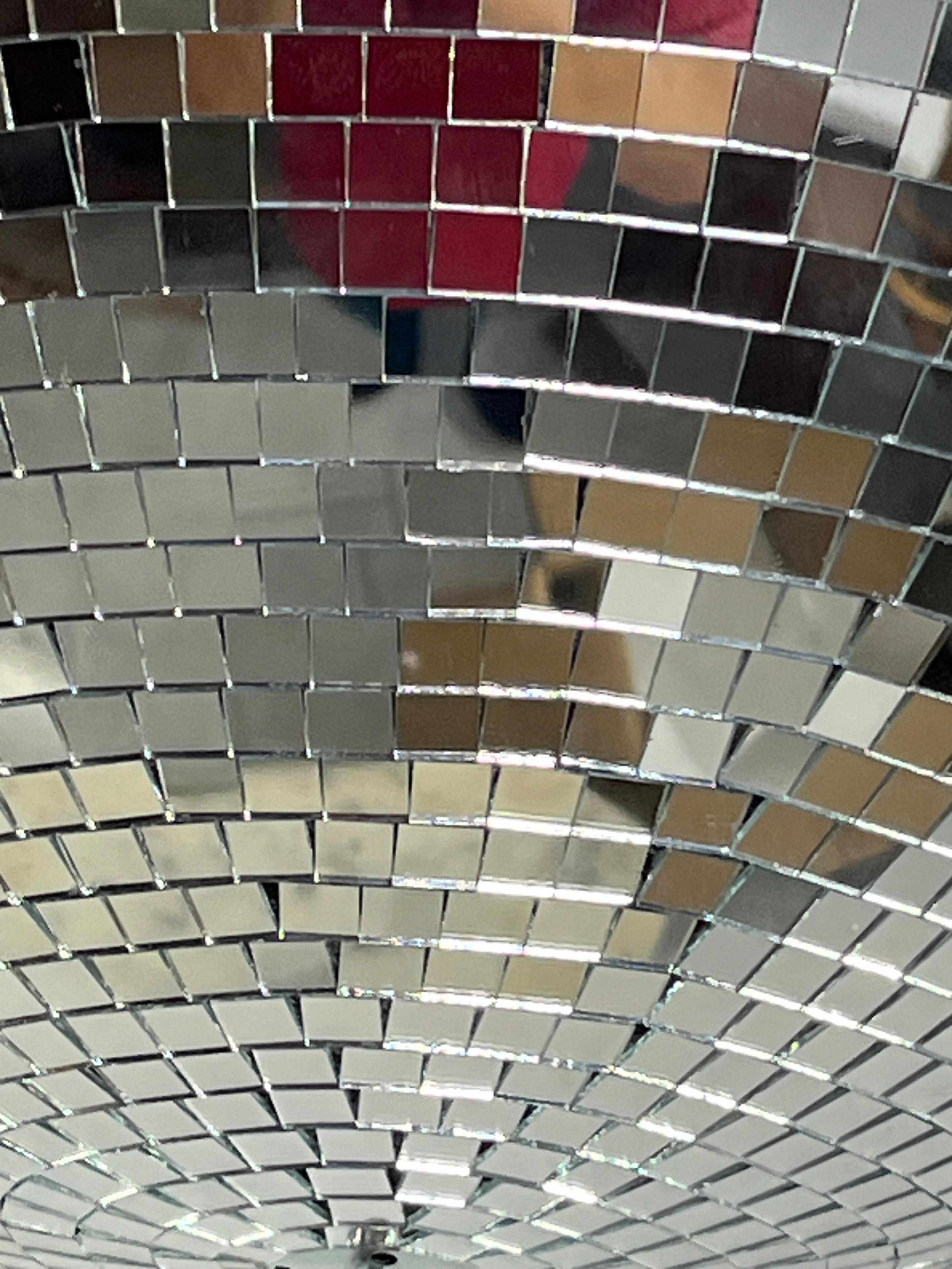 Late 20th Century Large Professional Disco Ball Mirror Mosaic with Rotor, 1980s, Diameter 50 cm For Sale