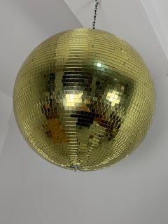 Large Professional Yellow Disco Ball Mirror Mosaic with Rotor, Diameter 40 cml
