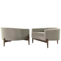 Large Profile MCM Lounge Chairs in Champagne Mohair