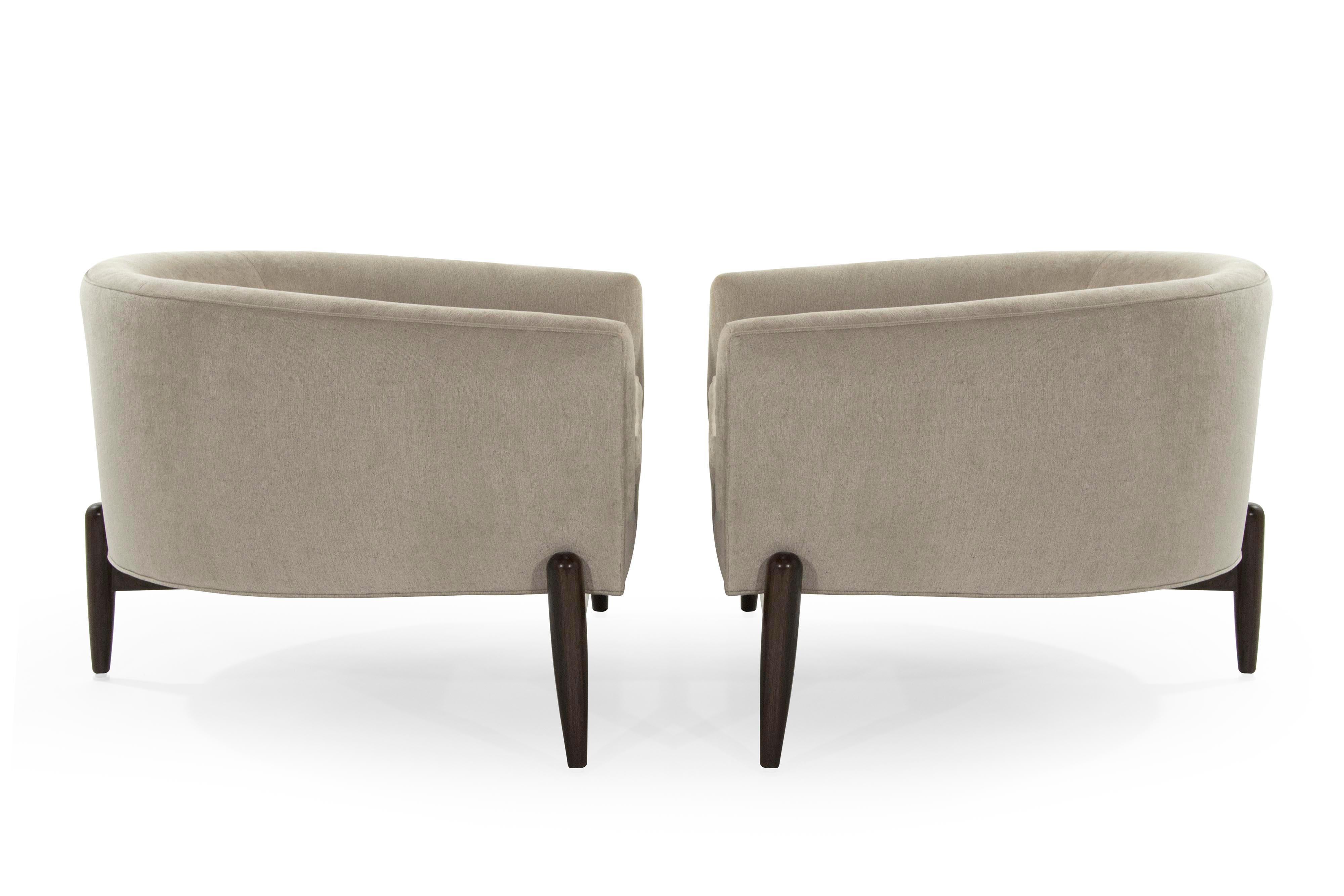 American Large Profile MCM Lounge Chairs in Velvet