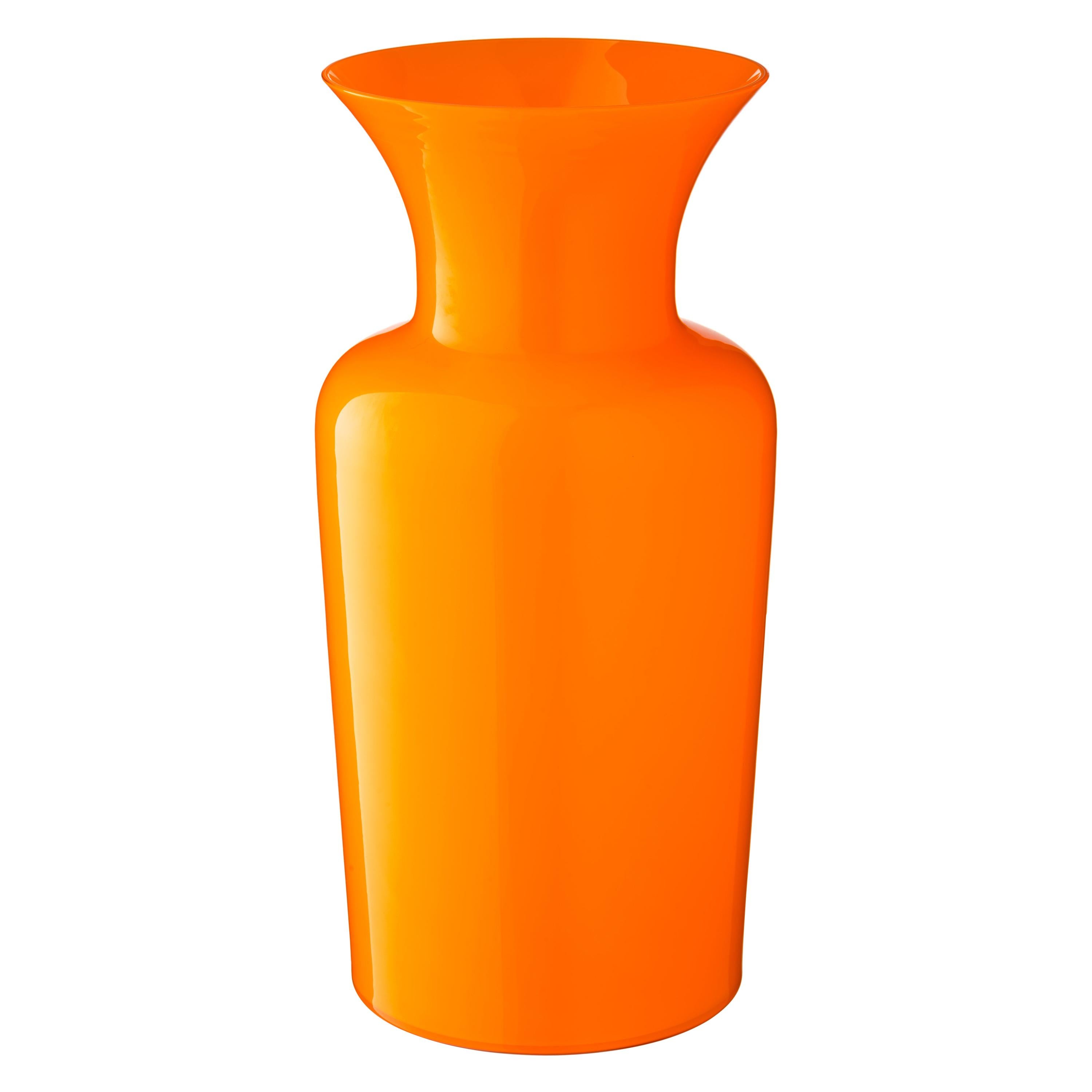 For Sale: Orange (10072) Large Profili Sword Lily Murano Glass Vase by Anna Gili