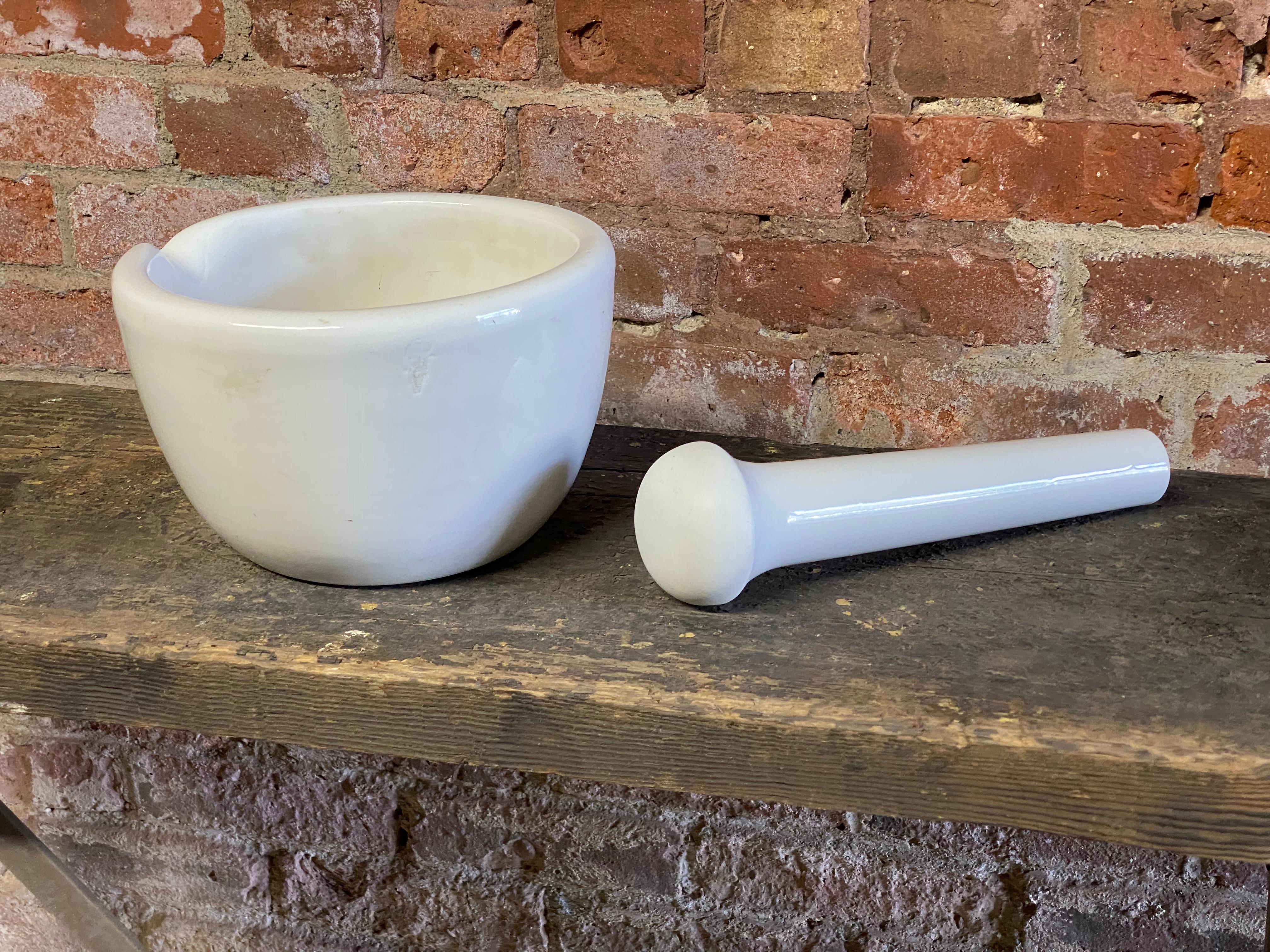 Early 20th Century Large Prohibition Era Coors Porcelain Mortar and Pestle