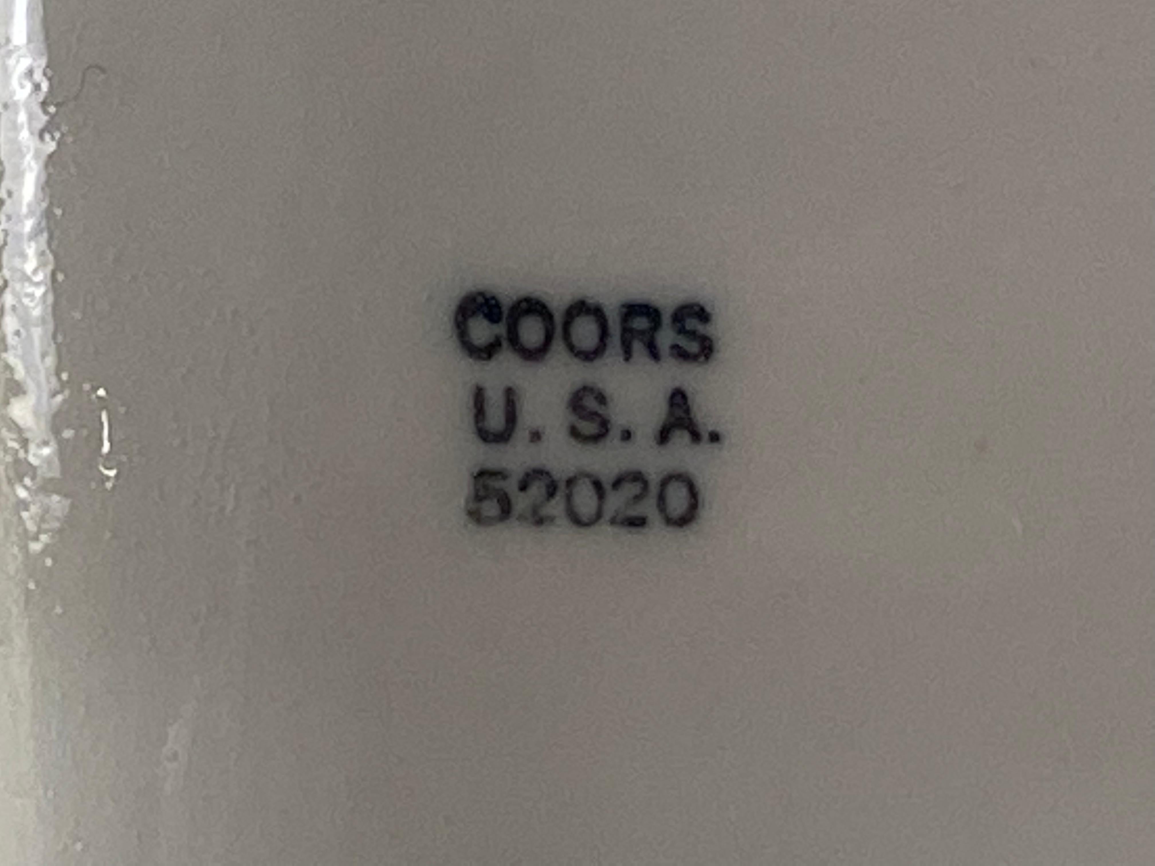 Large Prohibition Era Coors Porcelain Mortar and Pestle 7