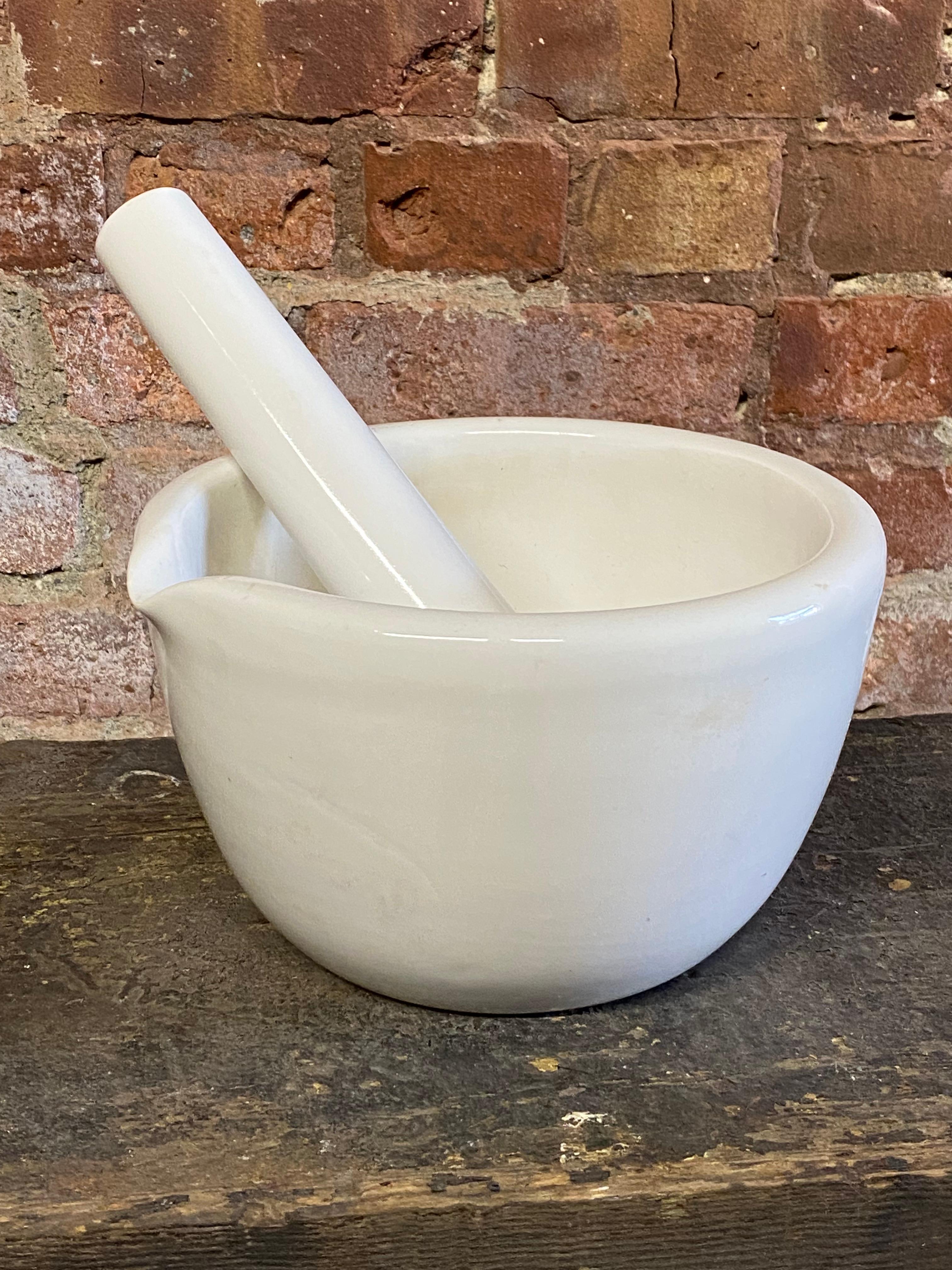 Cast Large Prohibition Era Coors Porcelain Mortar and Pestle