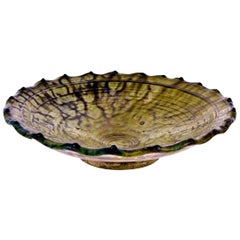 Large Provincial Glazed Terracotta Bowl or Serving Platter, Spain, 19th Century