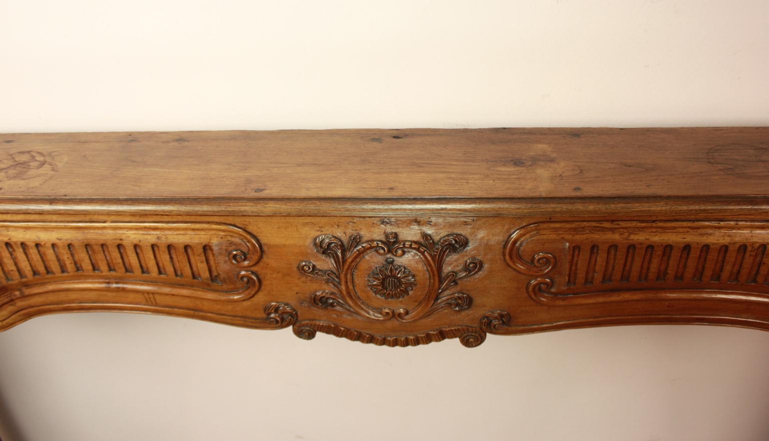 Large Provincial Walnut Fire Surround, Early 18th Century In Good Condition In Berlin, DE