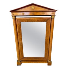 Grand miroir psychédélique en noyer et bronze de style Empire, vers 1900