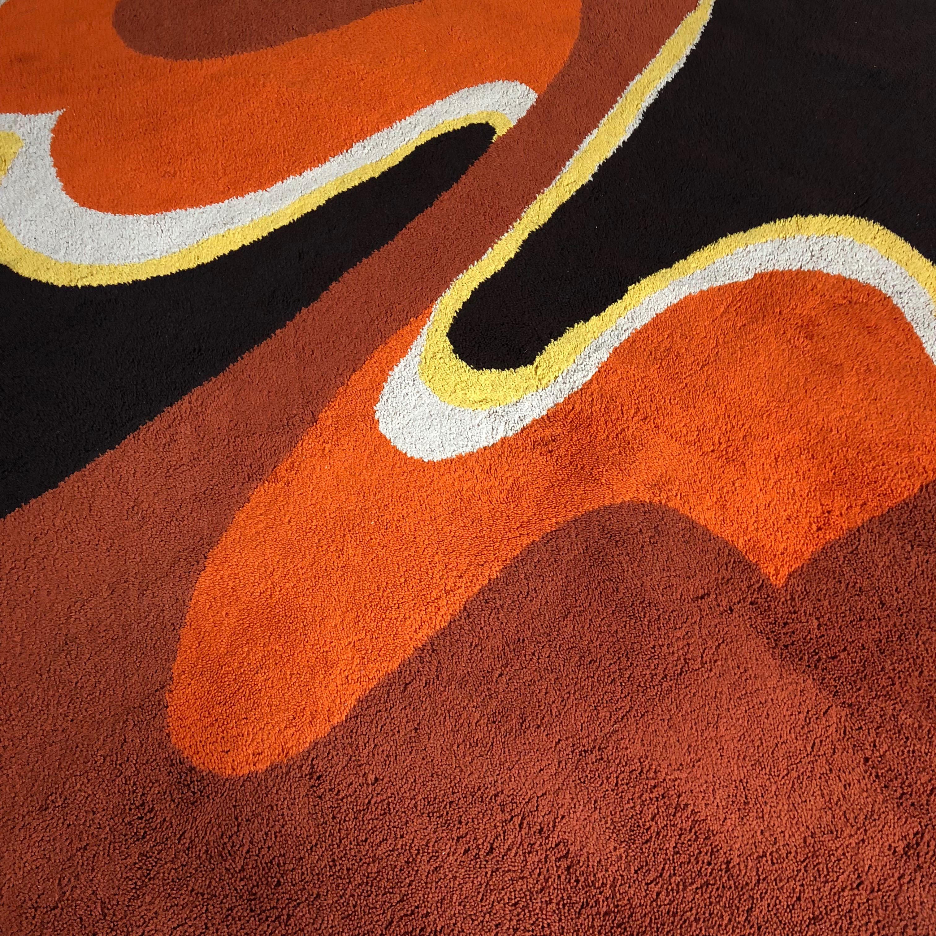 Large Psychedelic Panton High Pile Rug Carpet by Cromwell Tefzet, Germany 3