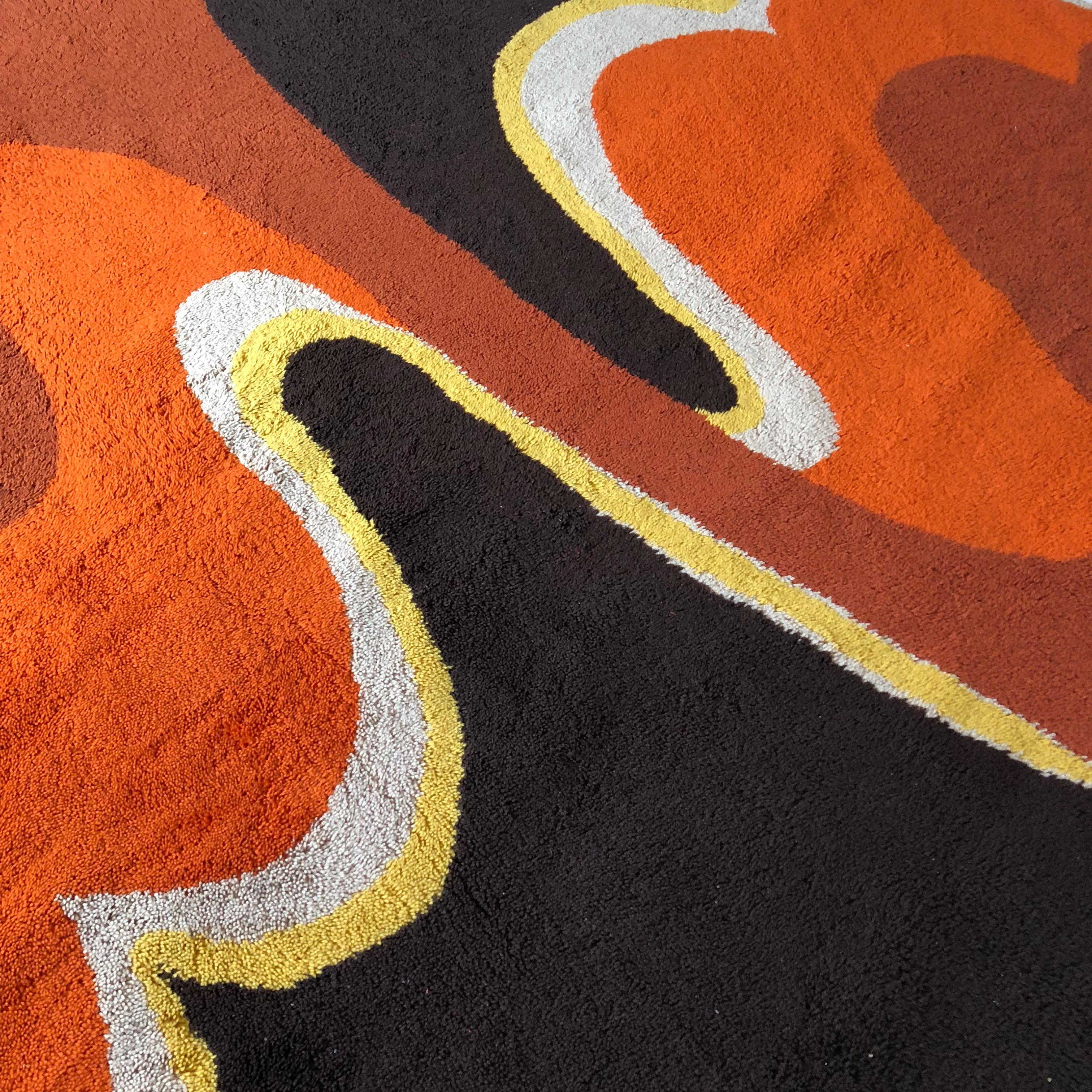 Large Psychedelic Panton High Pile Rug Carpet by Cromwell Tefzet, Germany 6
