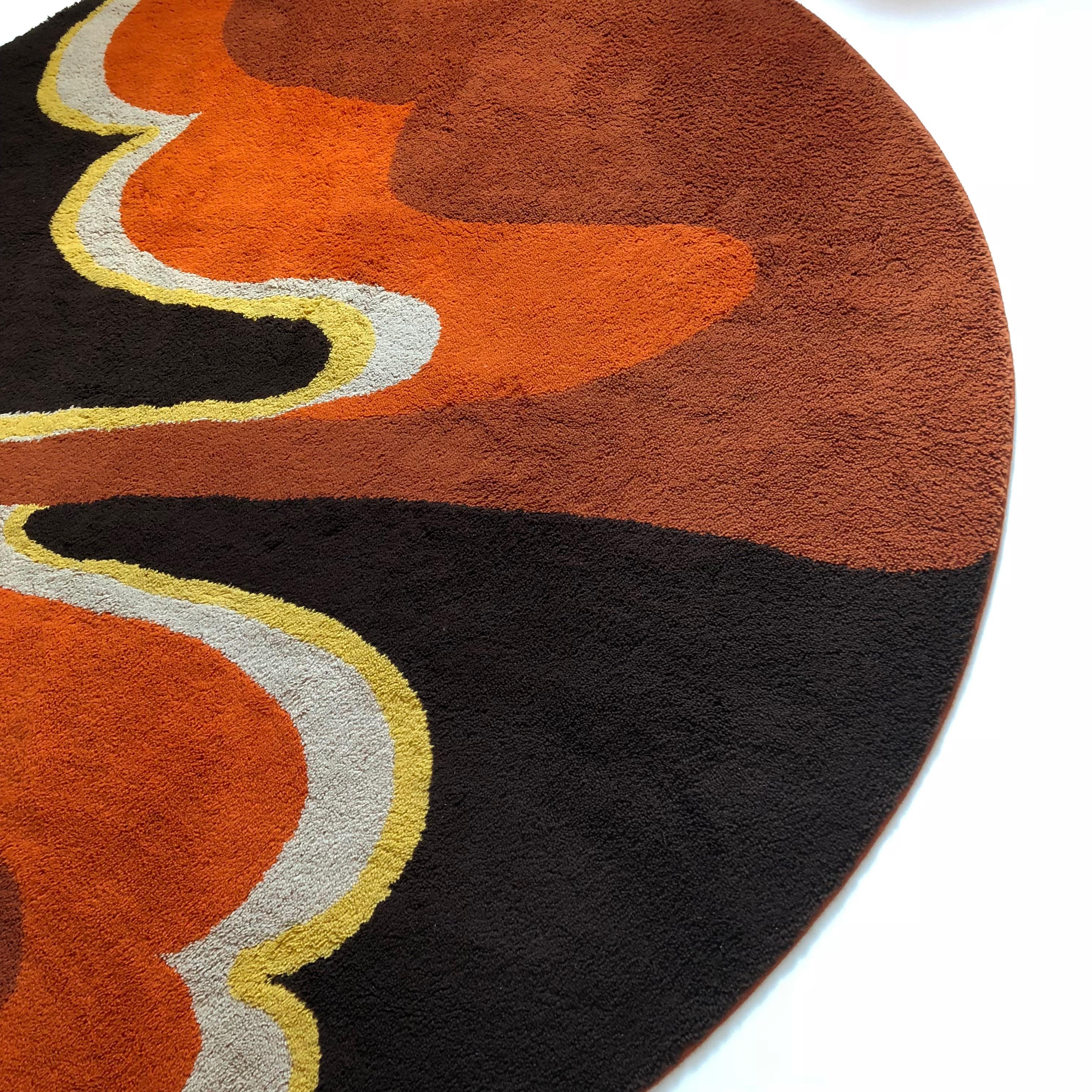 20th Century Large Psychedelic Panton High Pile Rug Carpet by Cromwell Tefzet, Germany