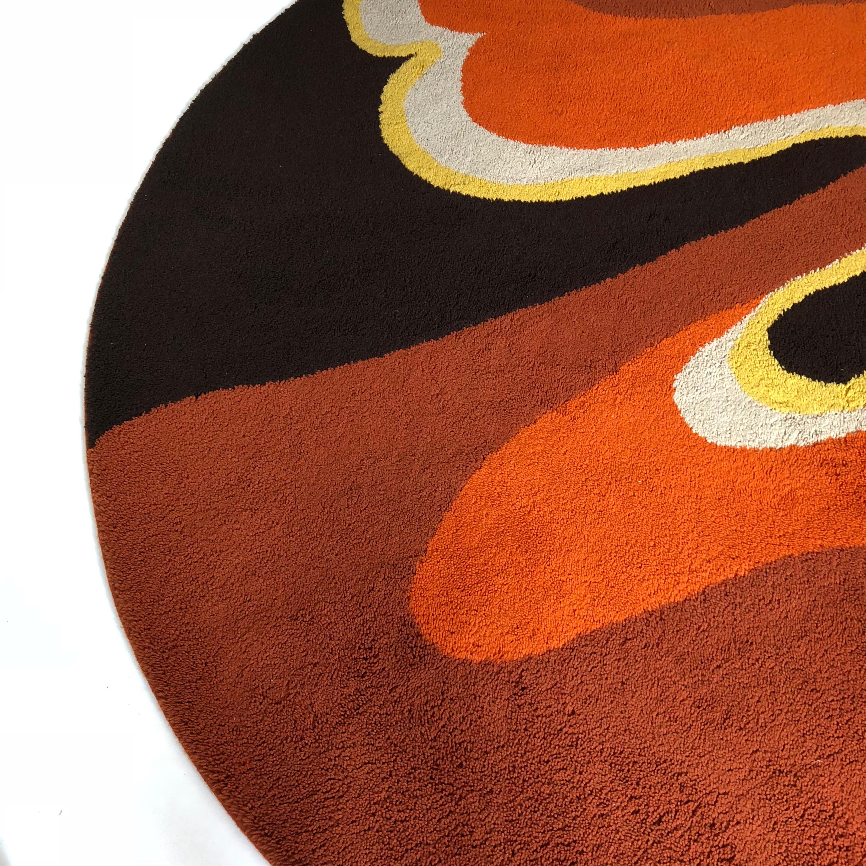 Large Psychedelic Panton High Pile Rug Carpet by Cromwell Tefzet, Germany 2