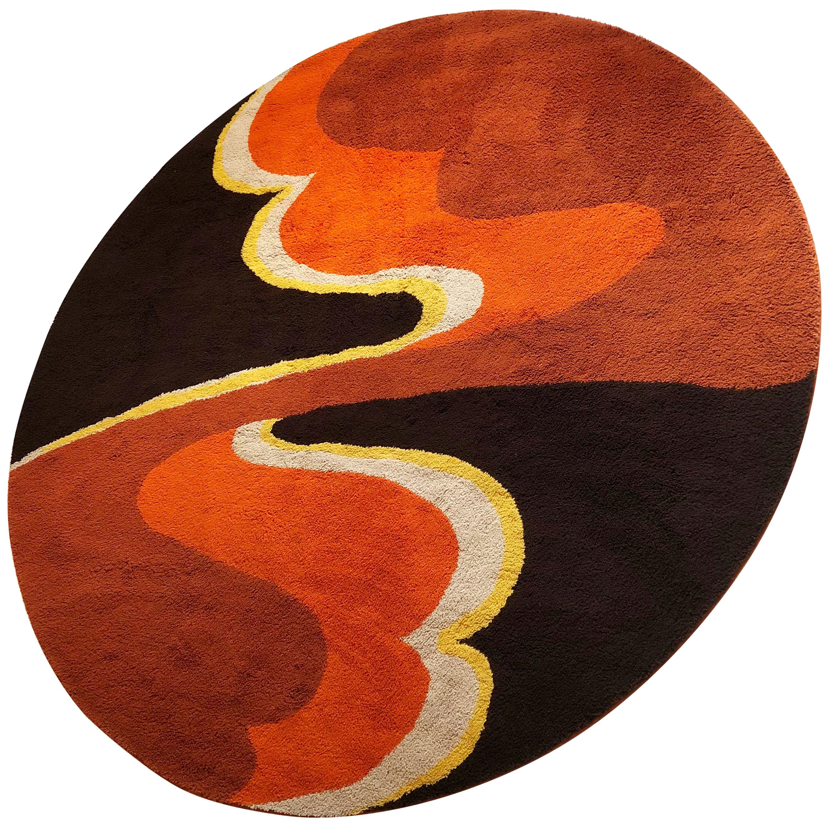 Large Psychedelic Panton High Pile Rug Carpet by Cromwell Tefzet, Germany