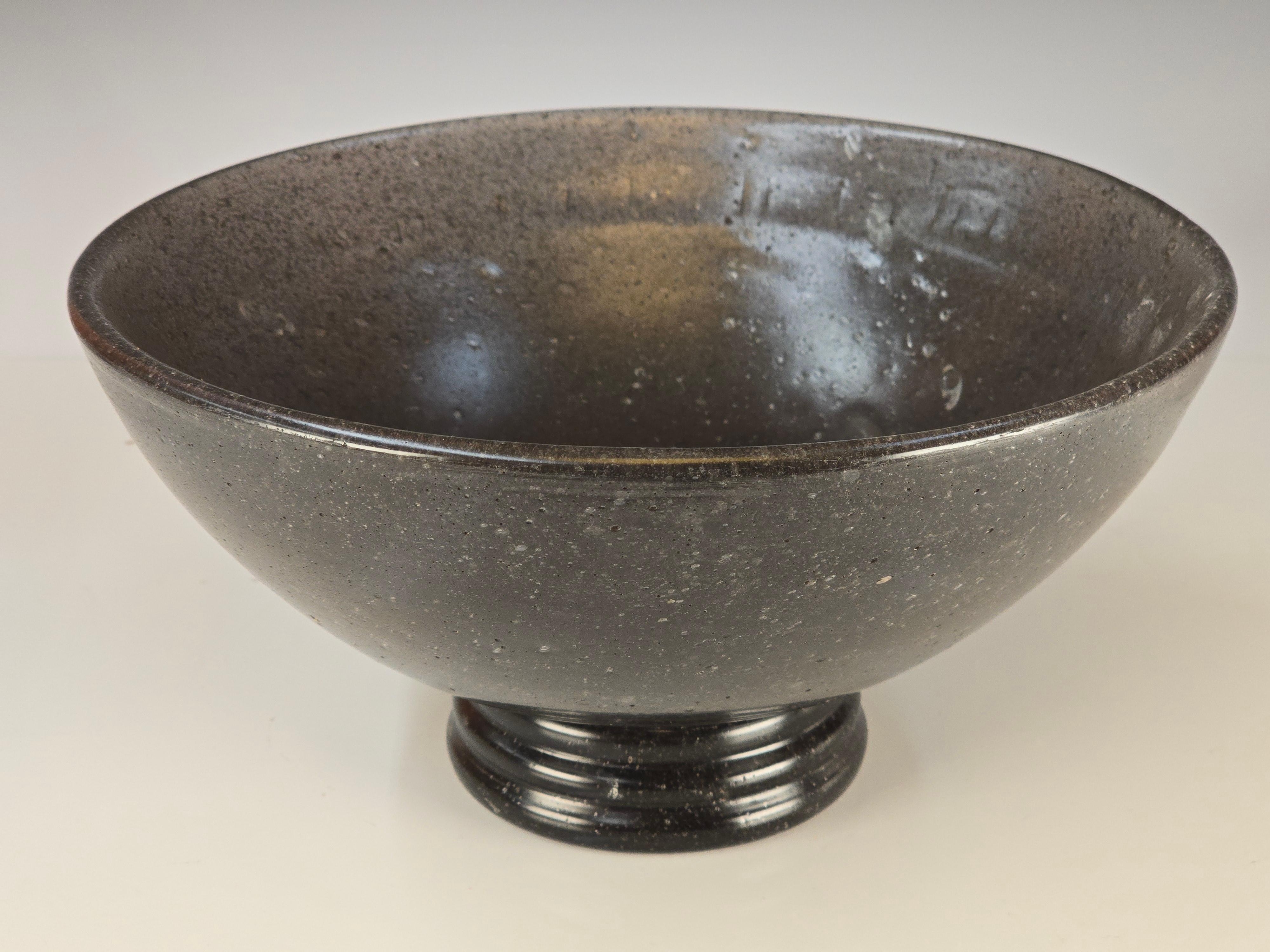 Italian Large Pulegoso Glass Footed Murano Bowl For Sale