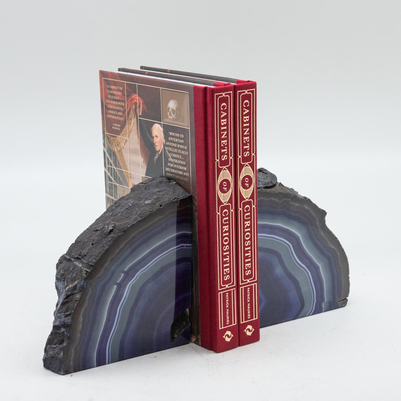 Large purple Agate bookends. Highly polished on the front and inside, with small geode with sparkly crystals. Measure: 7