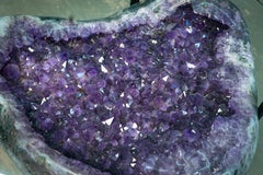 Large Purple Amethyst Agate Geode Coffee Table with Custom Metallic Base
